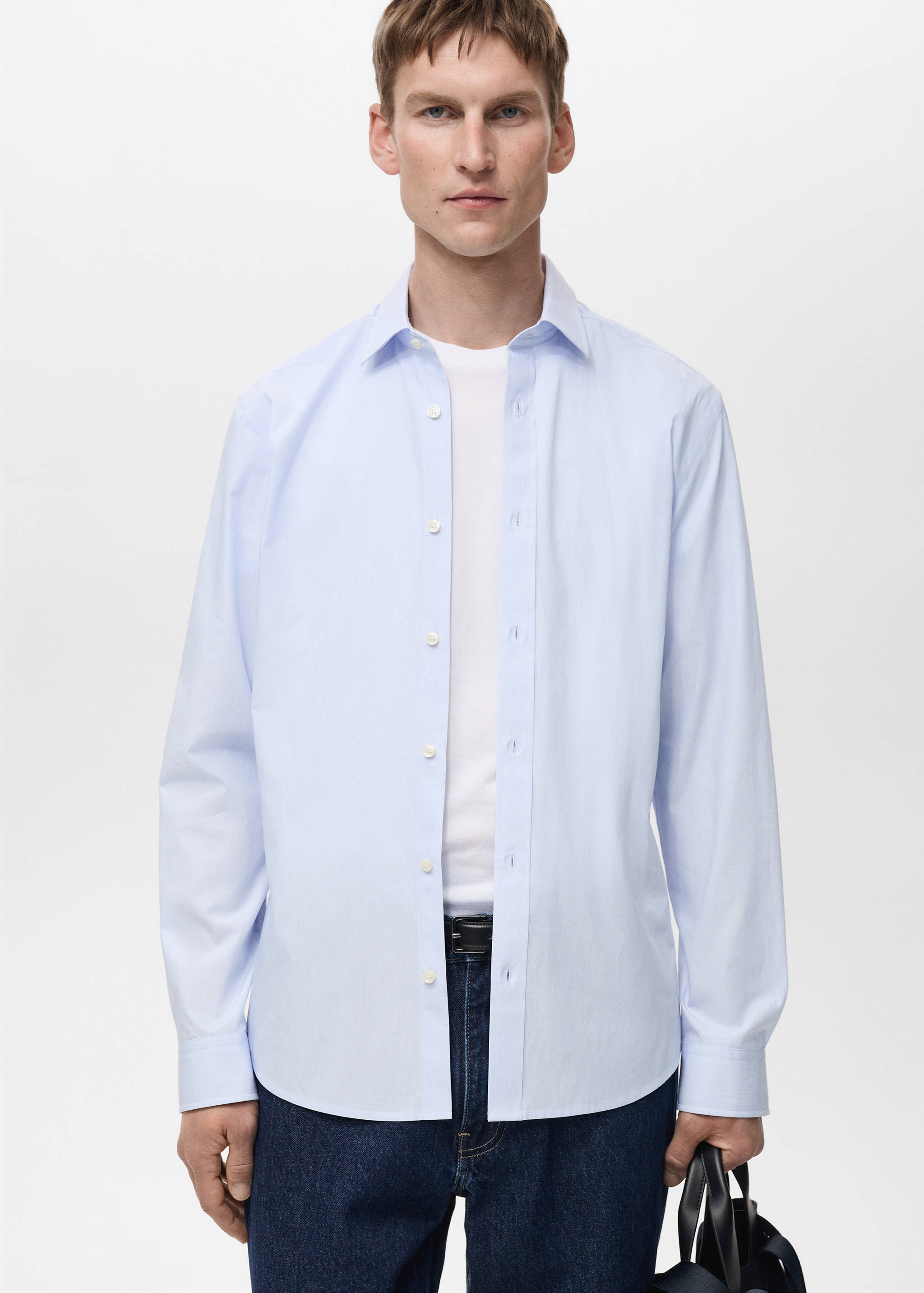 Chemise 100 % coton rayures slim-fit - Plan moyen