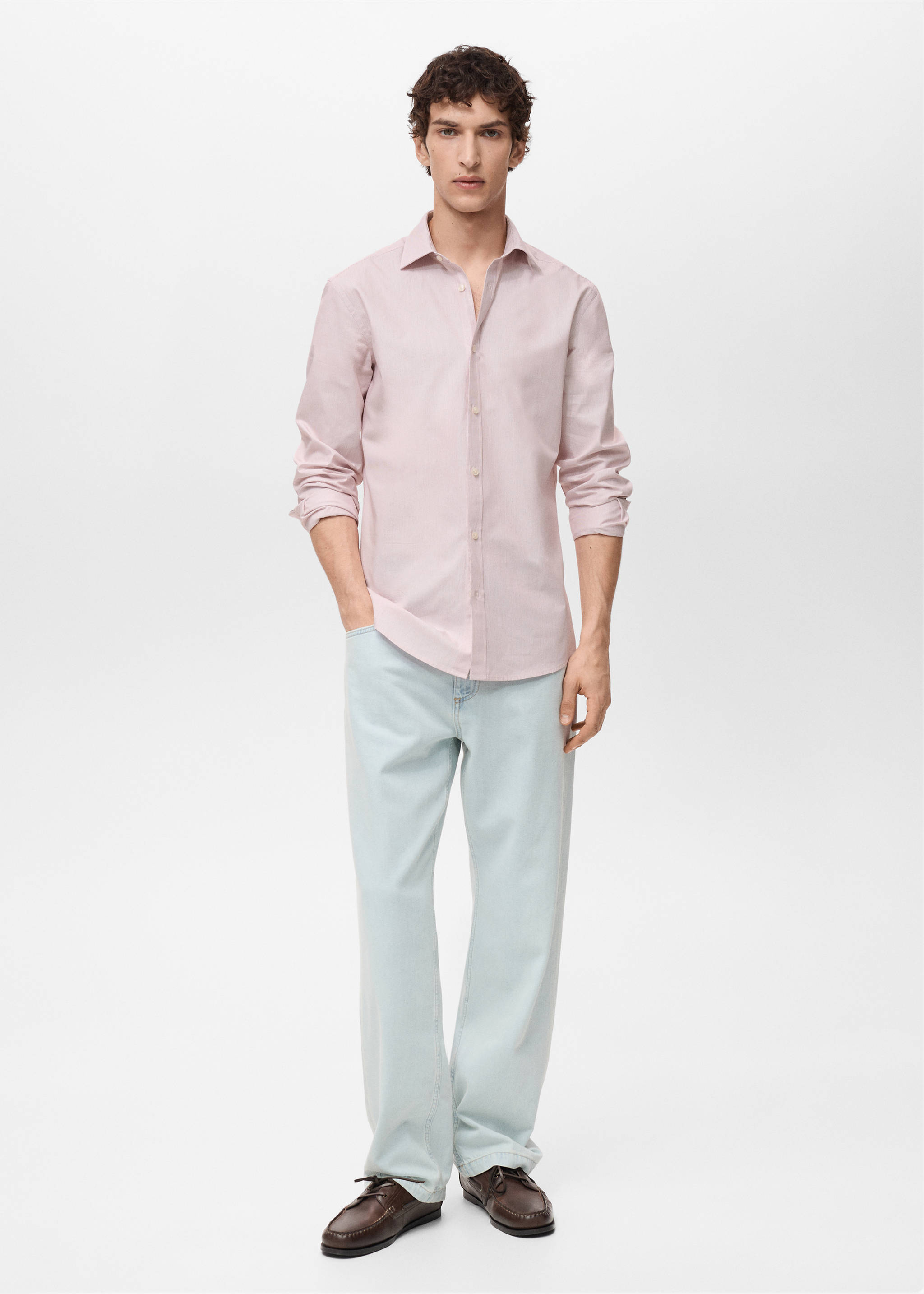 100% cotton slim-fit striped shirt - General plane, Red. Ref: 87065937-00.