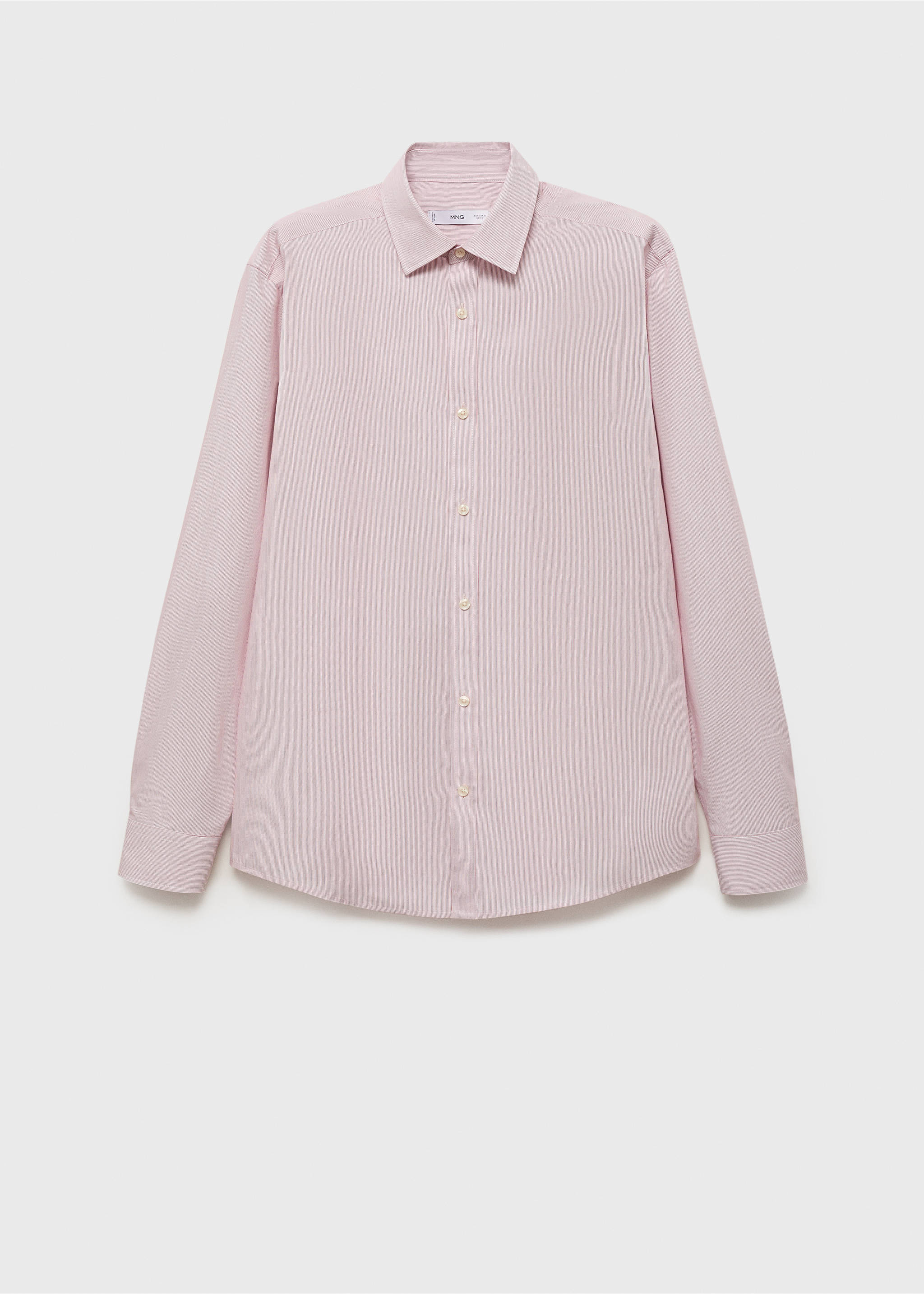 100% cotton slim-fit striped shirt - Article without model, Red. Ref: 87065937-00.