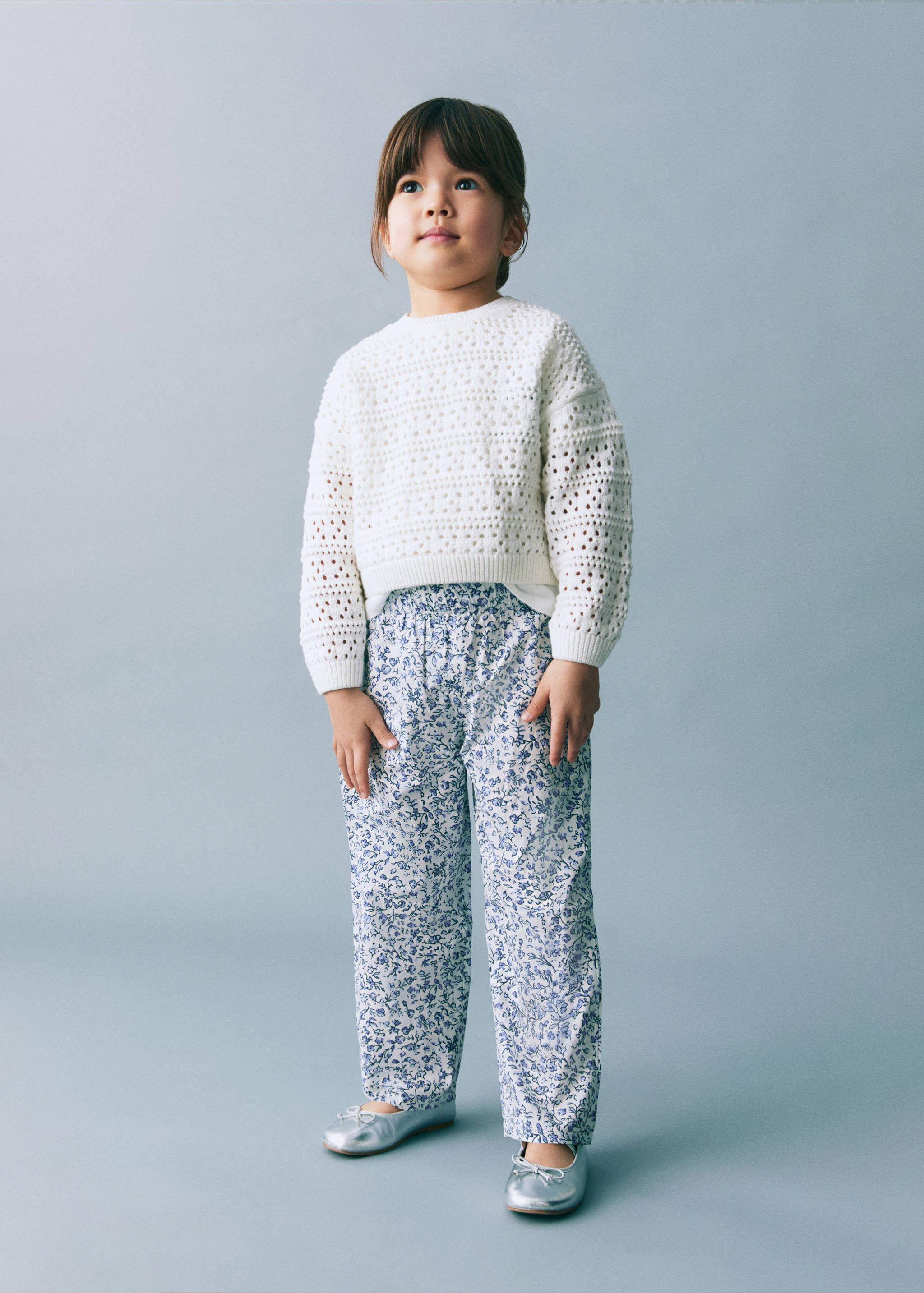 Printed cotton trousers - General plane, White. Ref: 87065938-00.