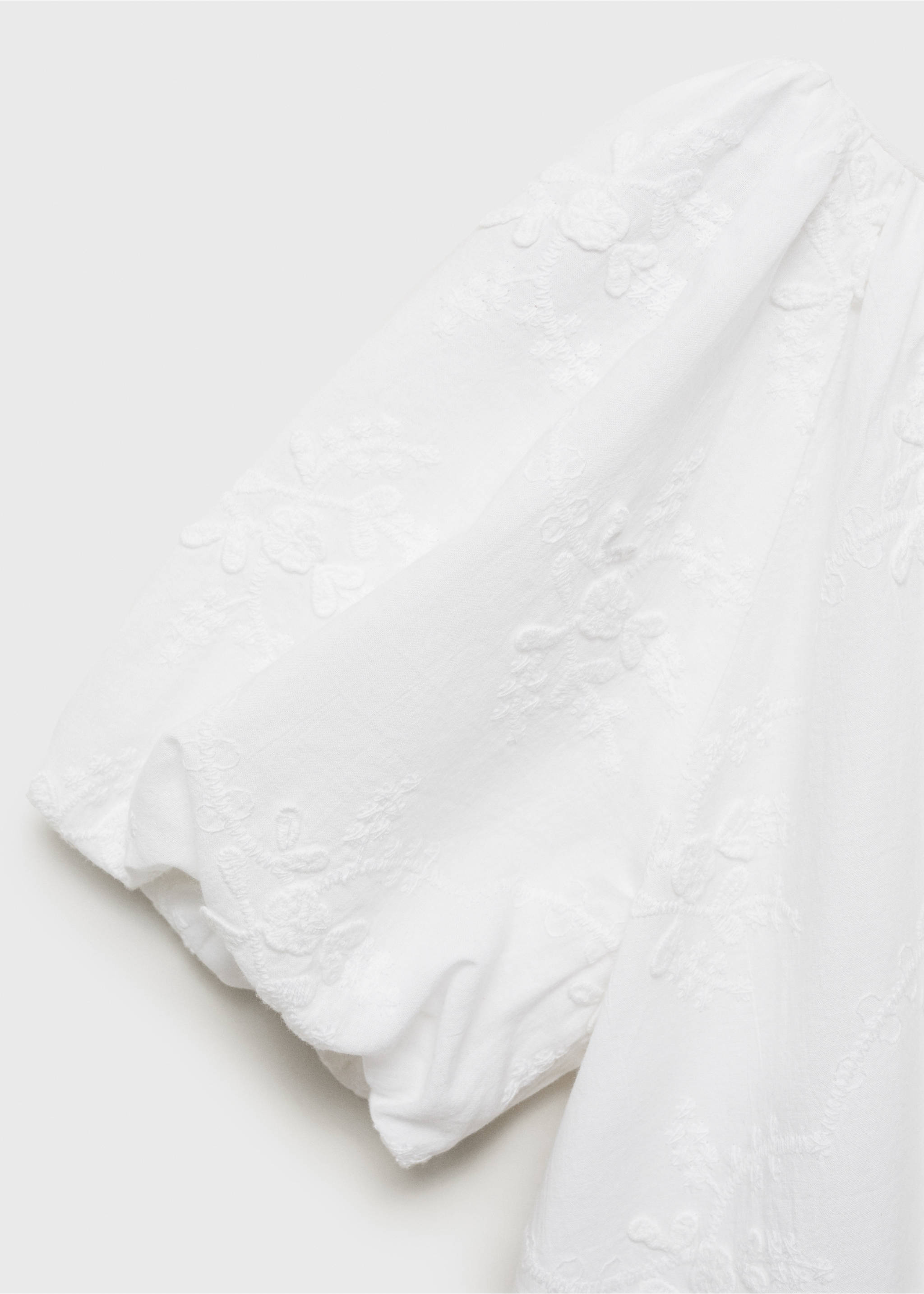 Embroidered detail dress - Details of the article 8, White. Ref: 87065949-00.