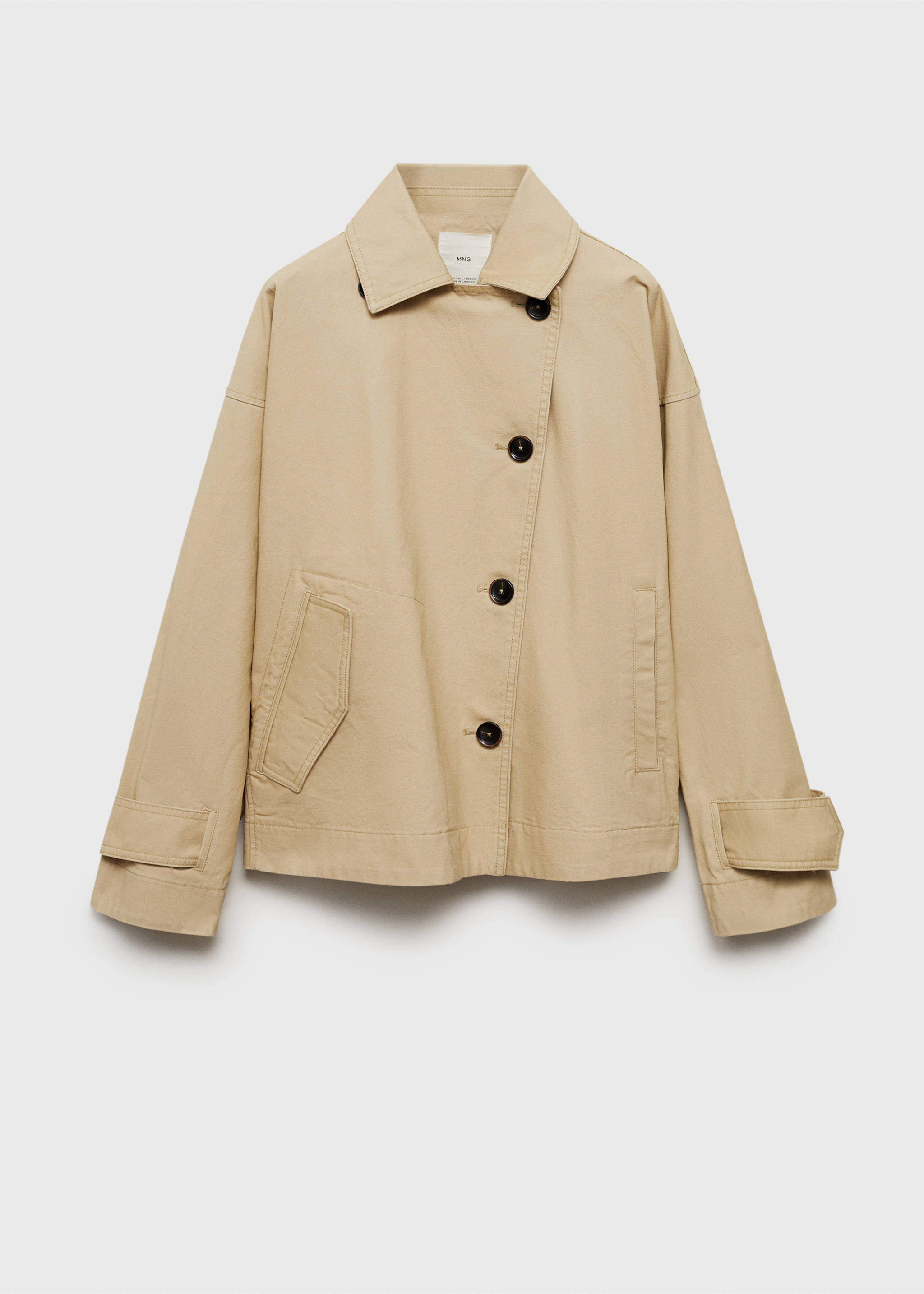 Cotton short trench - Article without model, Light/Pastel Grey. Ref: 87065953-00.