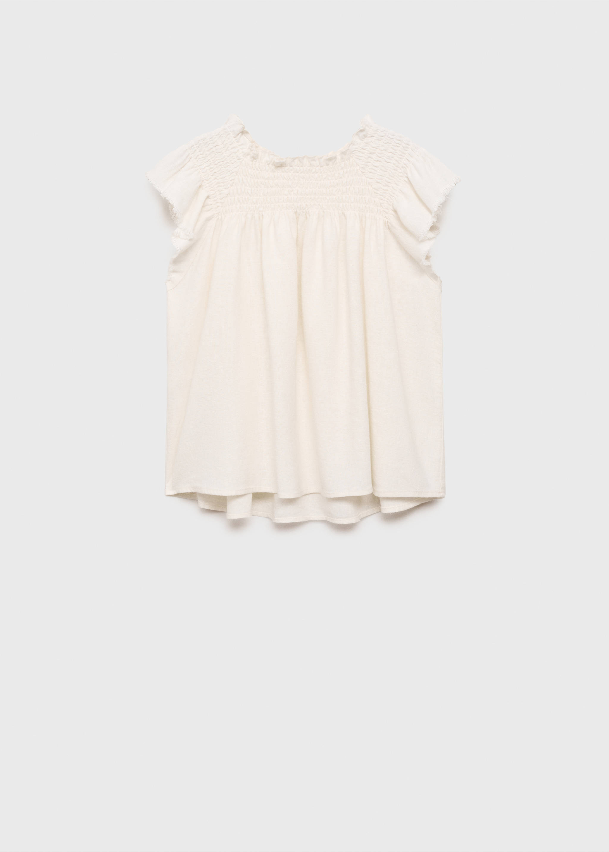 Linen-blend ruffled blouse - Article without model, Off White. Ref: 87065964-00.