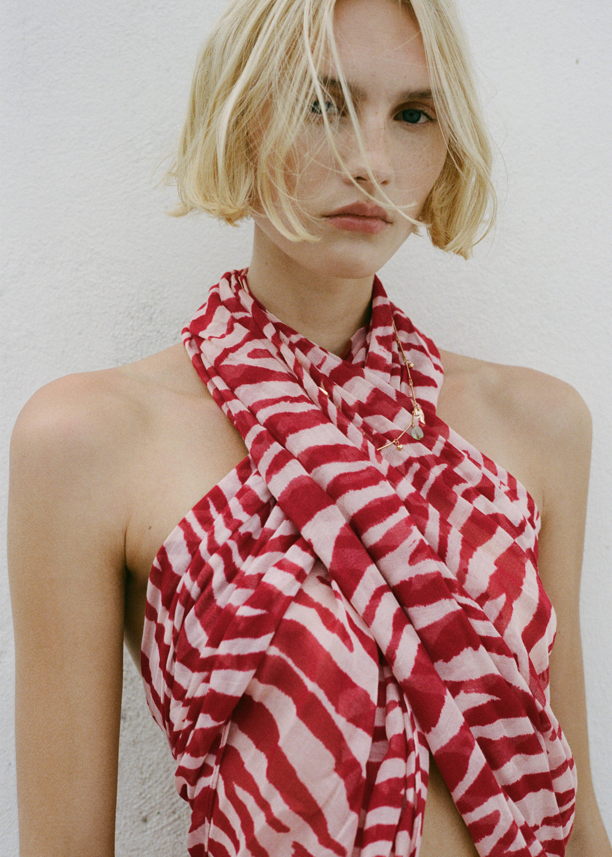 Cotton-blend zebra-print scarf - General plane