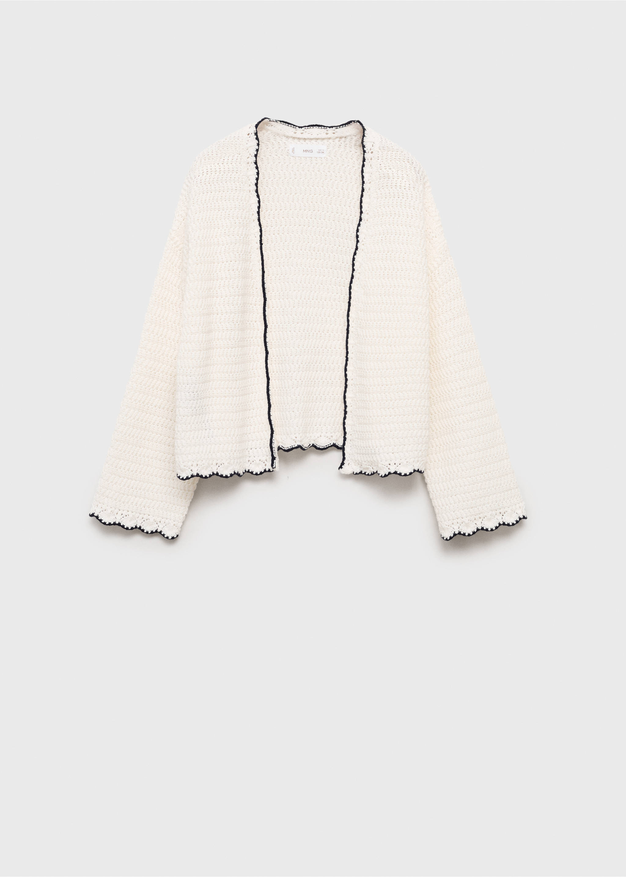 Knitted cardigan with contrasting trims - Article without model, White. Ref: 87065980-00.