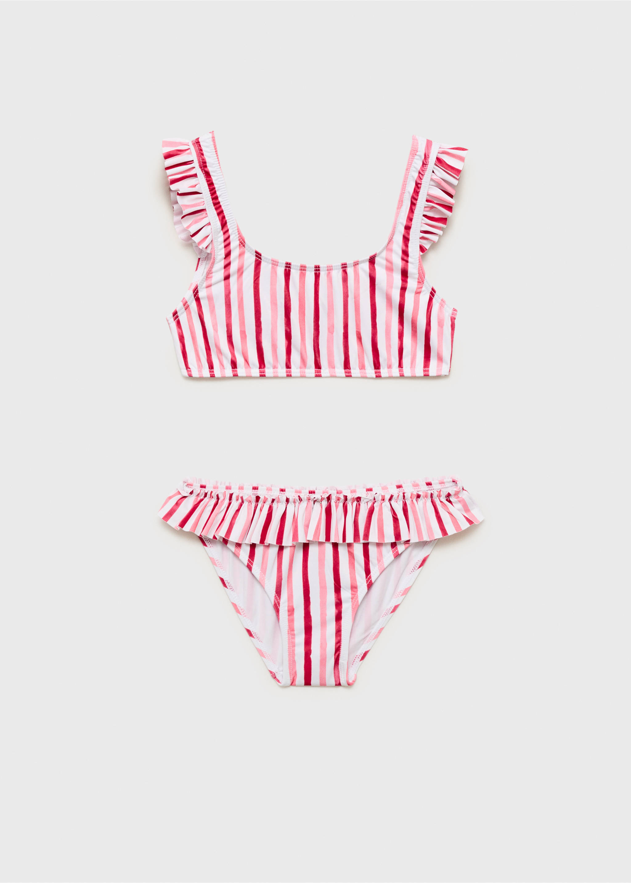 Ruffle striped bikini - Article without model, Red. Ref: 87065986-00.