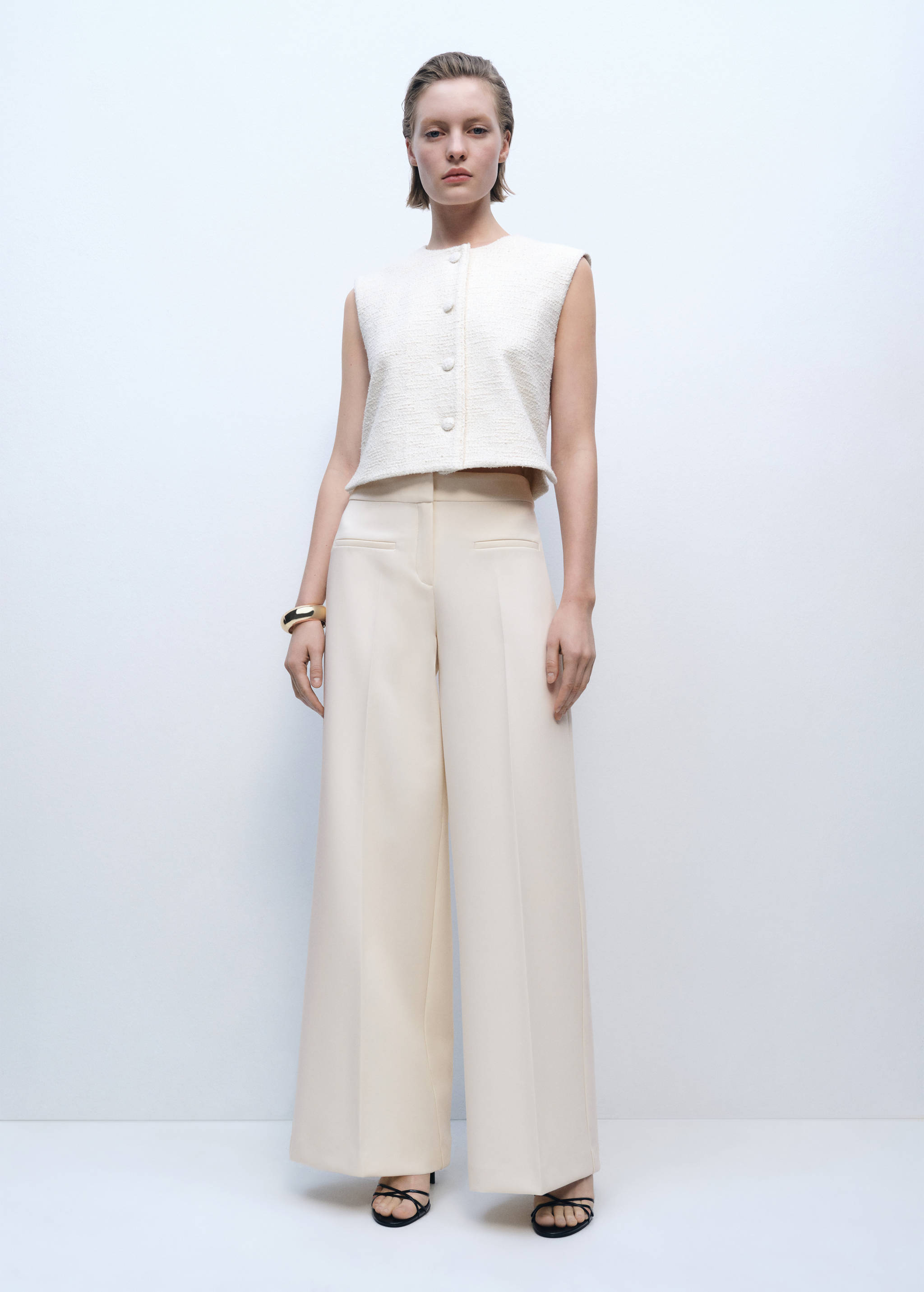 Wide leg mid-rise trousers with pockets - General plane