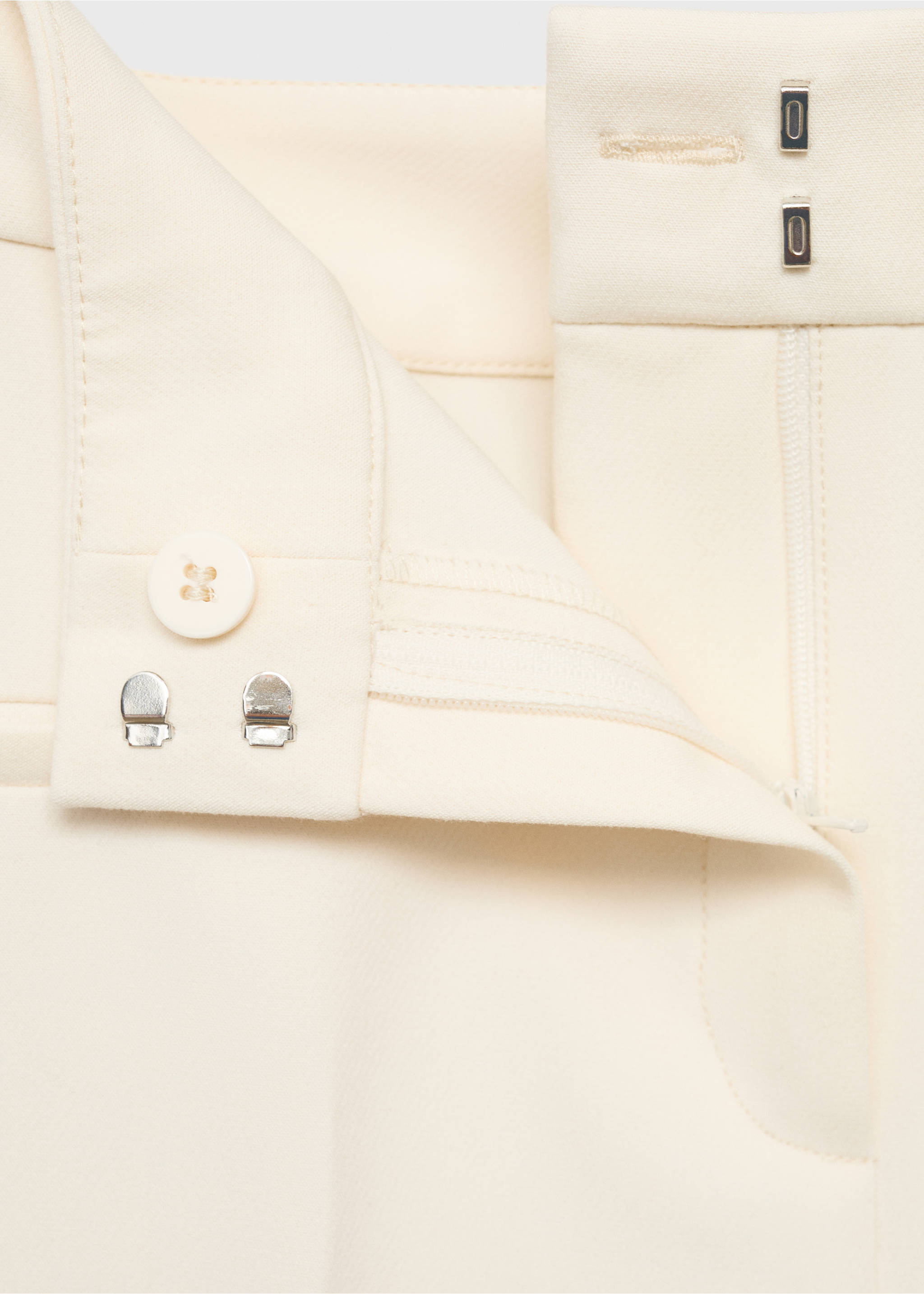 Wide leg mid-rise trousers with pockets - Details of the article 8, Ecru. Ref: 87065992-00.