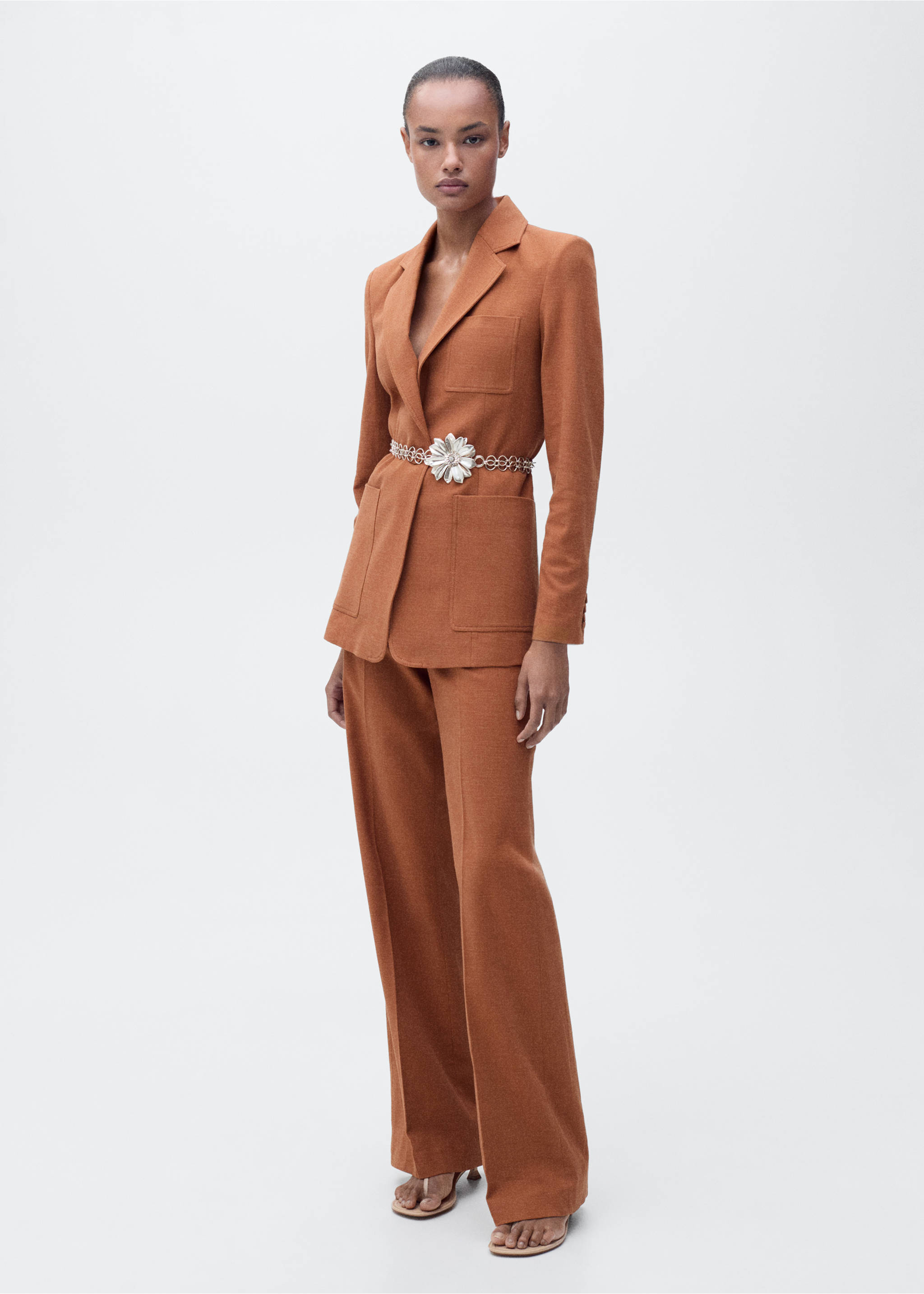 Cotton and linen-blend suit jacket - General plane, Caramel. Ref: 87065993-00.