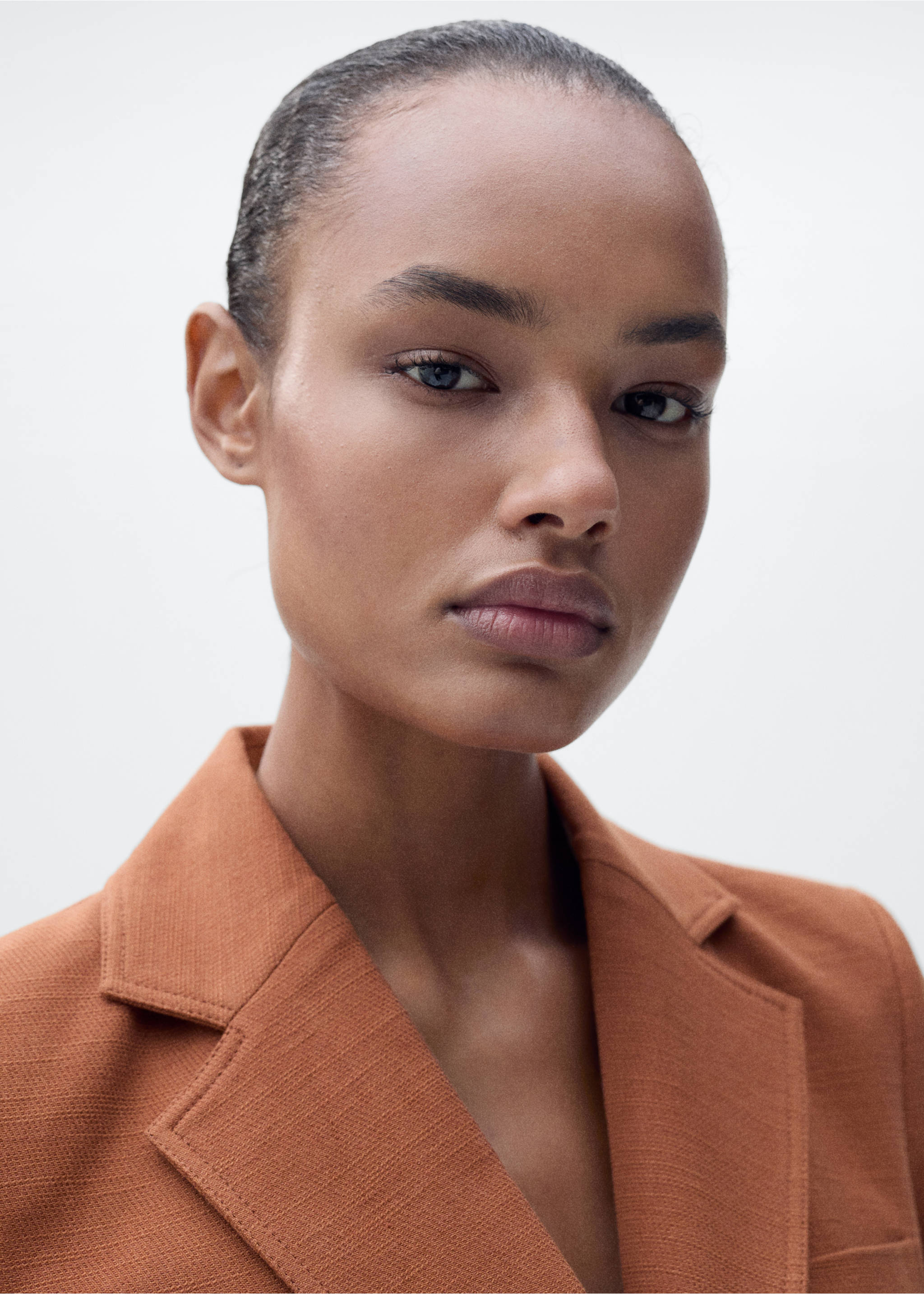 Cotton and linen-blend suit jacket - Details of the article 1, Caramel. Ref: 87065993-00.