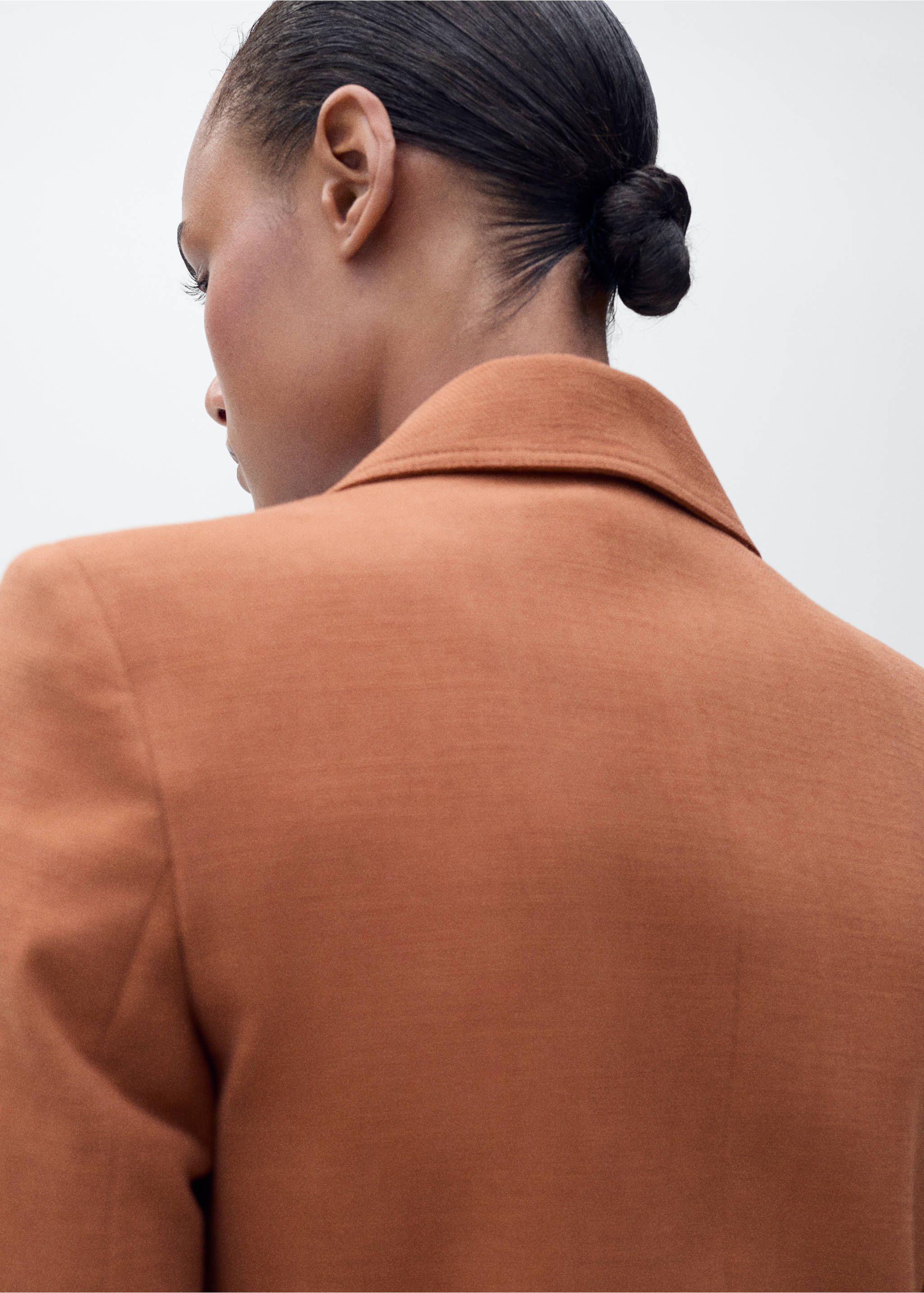 Cotton and linen-blend suit jacket - Details of the article 2, Caramel. Ref: 87065993-00.