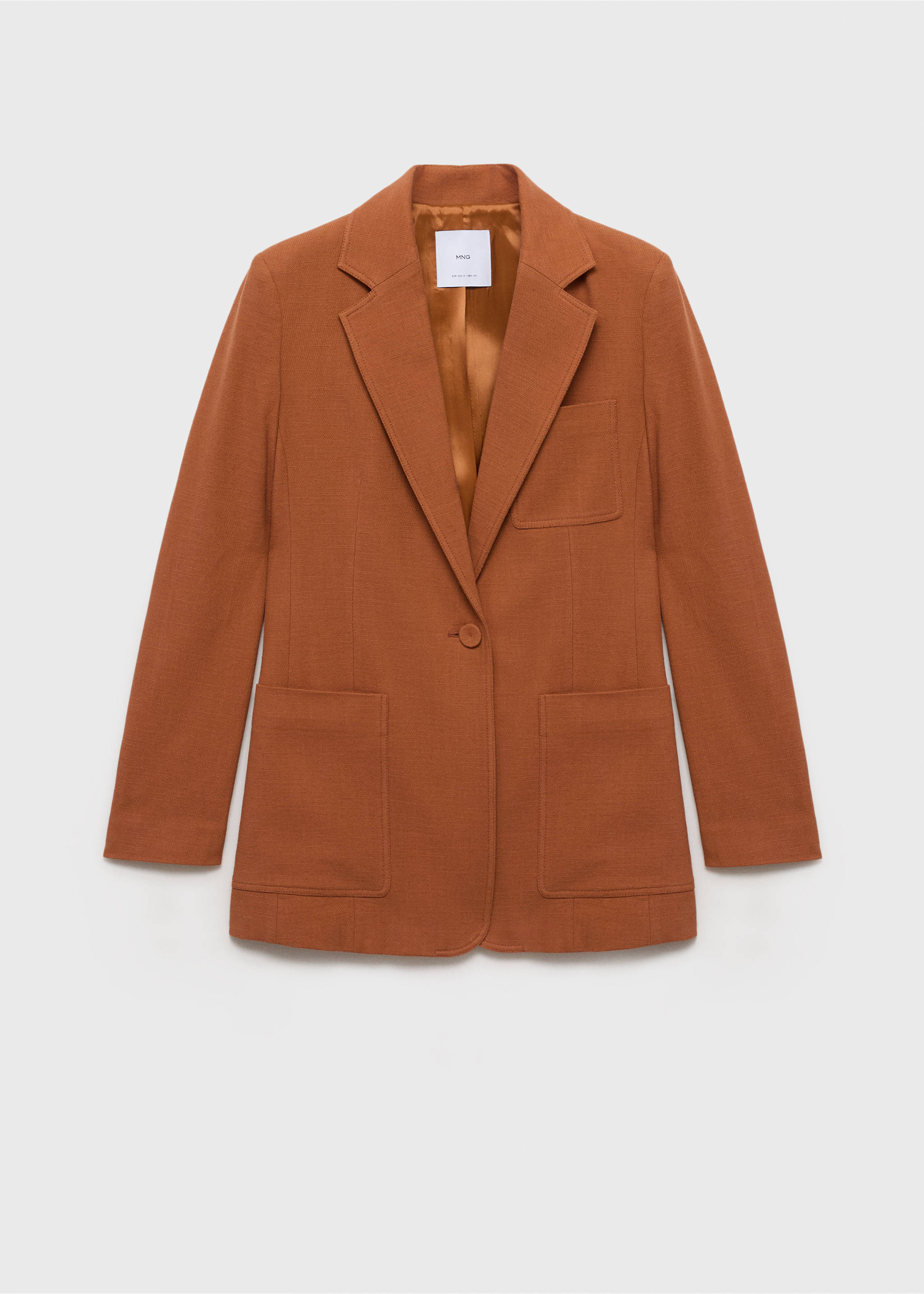 Cotton and linen-blend suit jacket - Article without model, Caramel. Ref: 87065993-00.