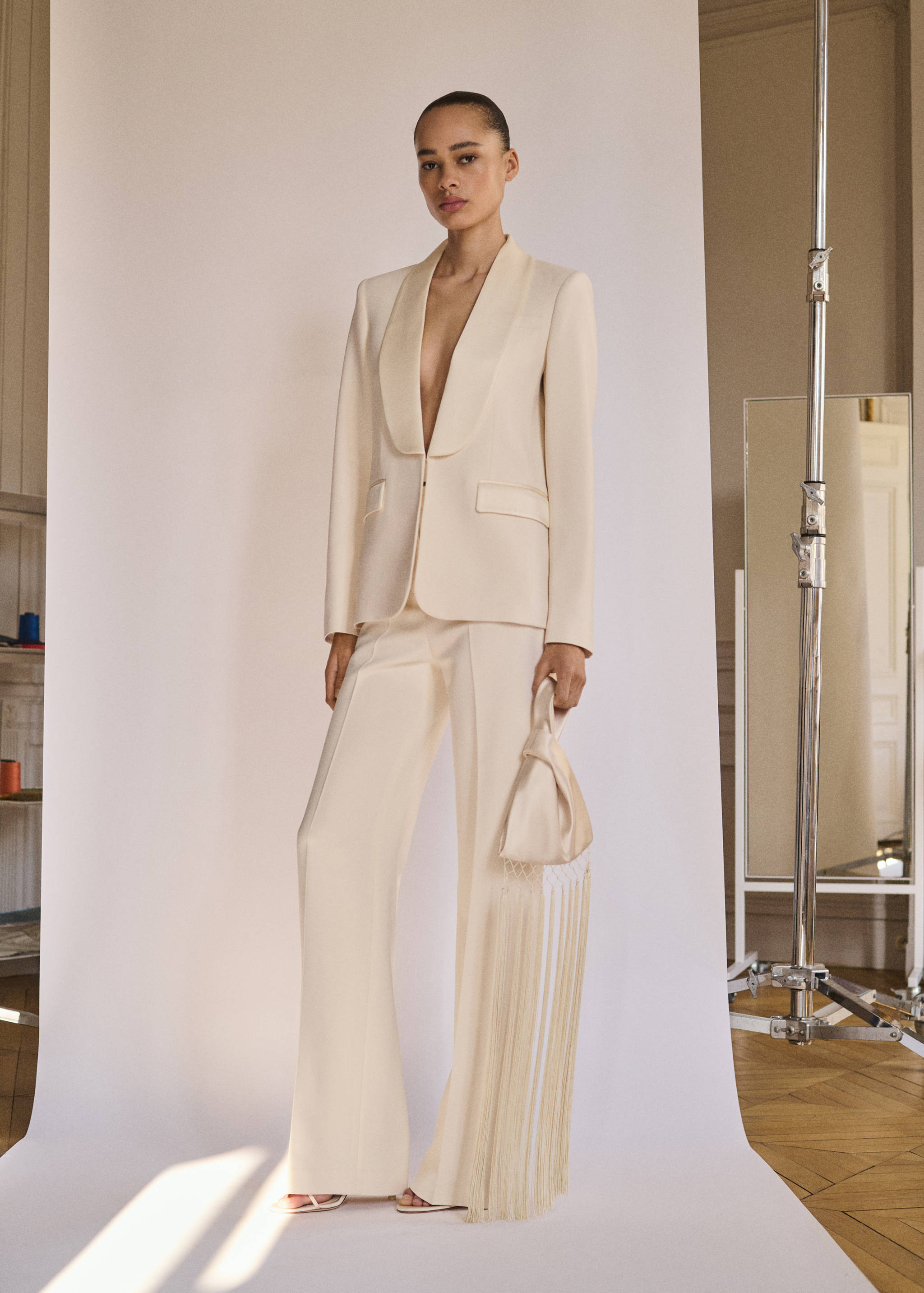 Blazer traje solapas satinadas - Plano general