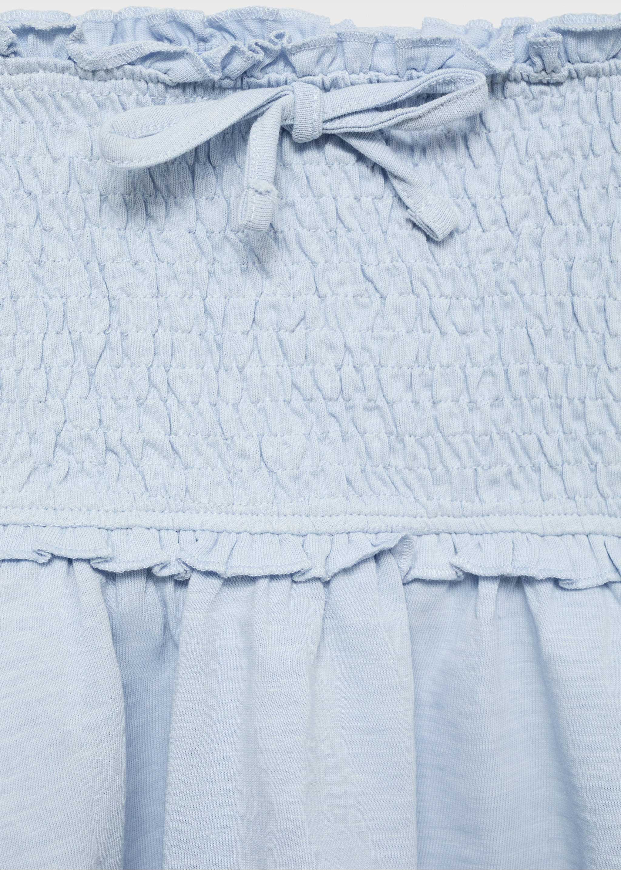 Gathered skirt with ruffles - Details of the article 8, Sky Blue. Ref: 87066335-00.