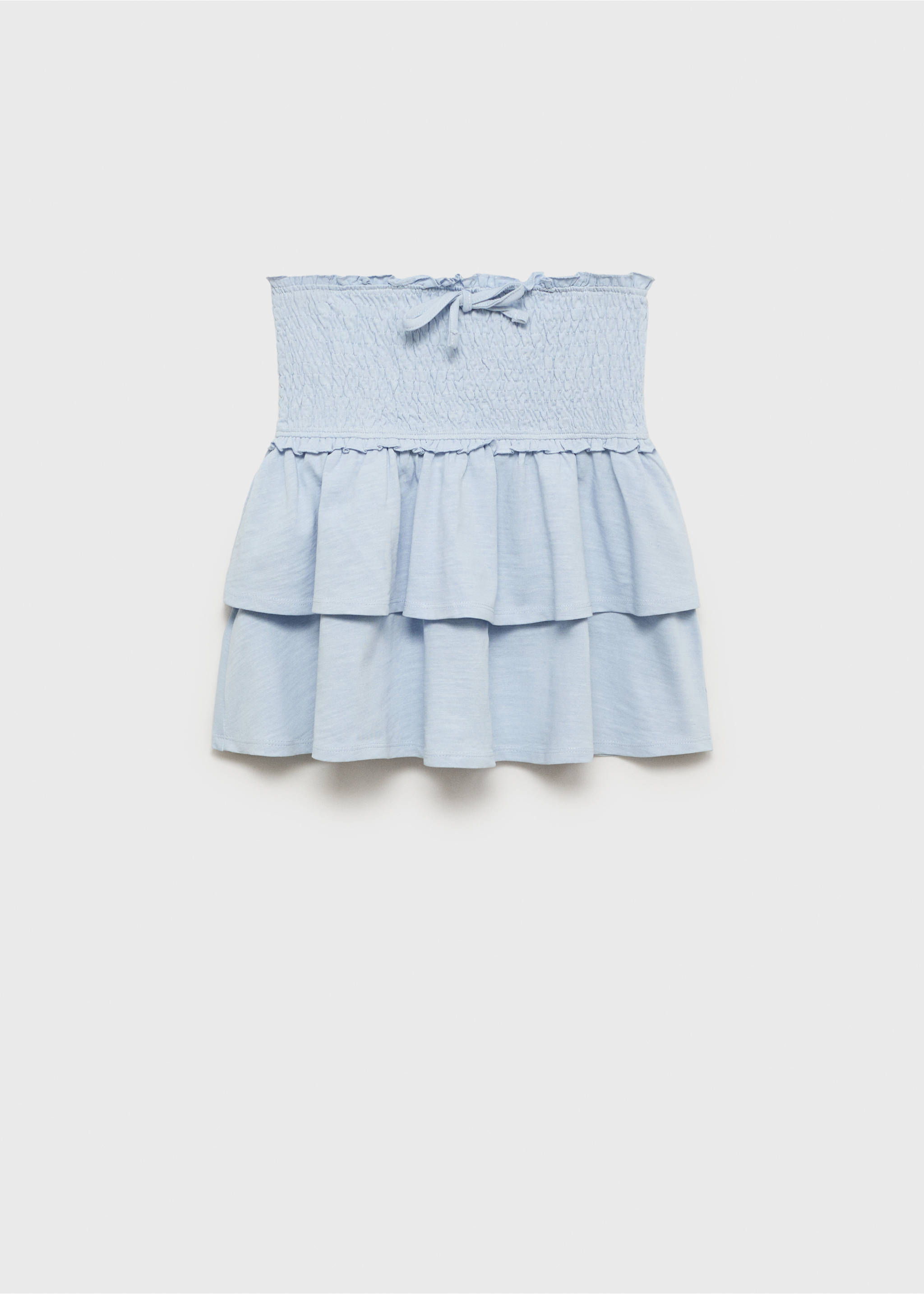 Gathered skirt with ruffles - Article without model, Sky Blue. Ref: 87066335-00.