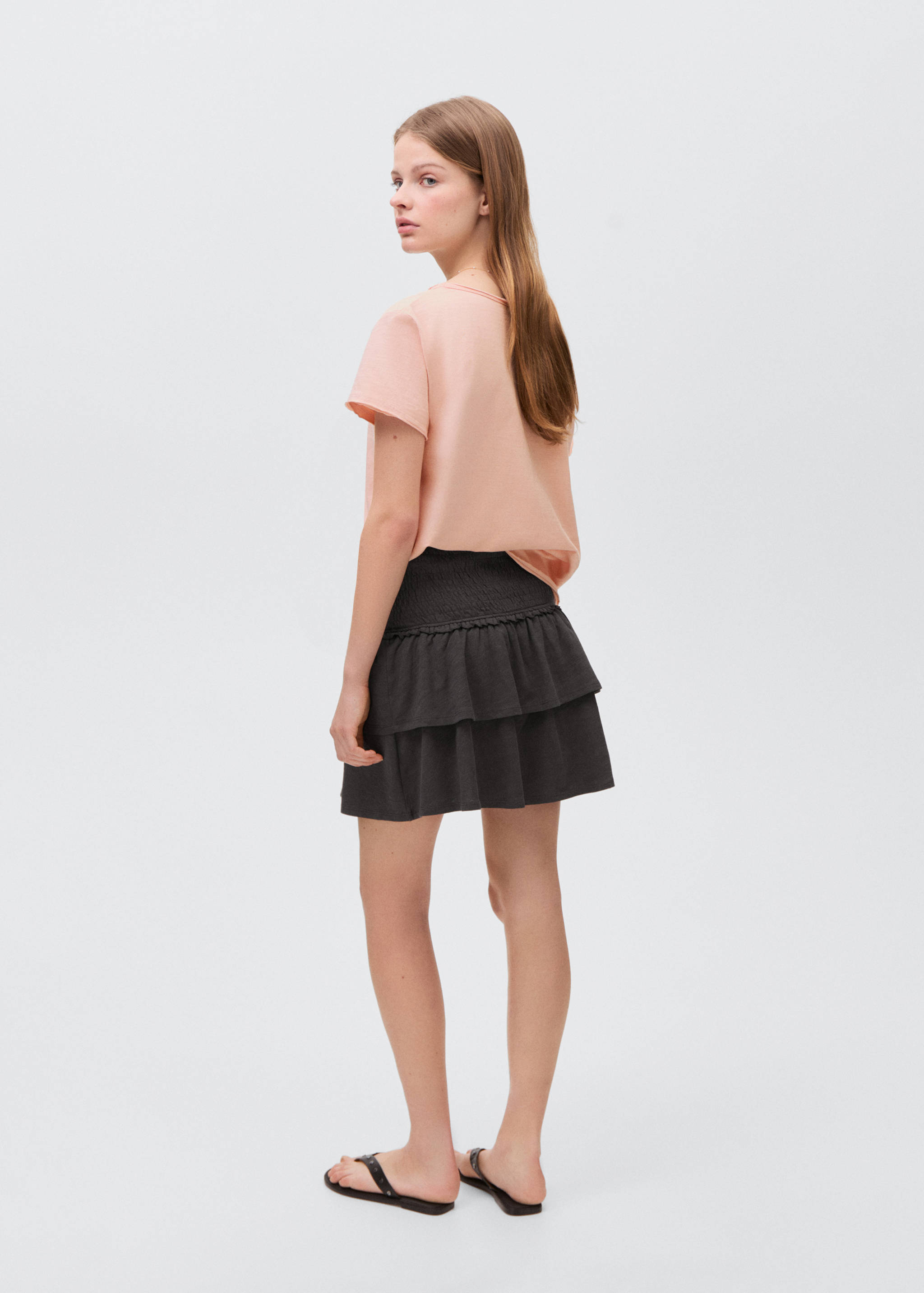 Gathered skirt with ruffles - Reverse of the article