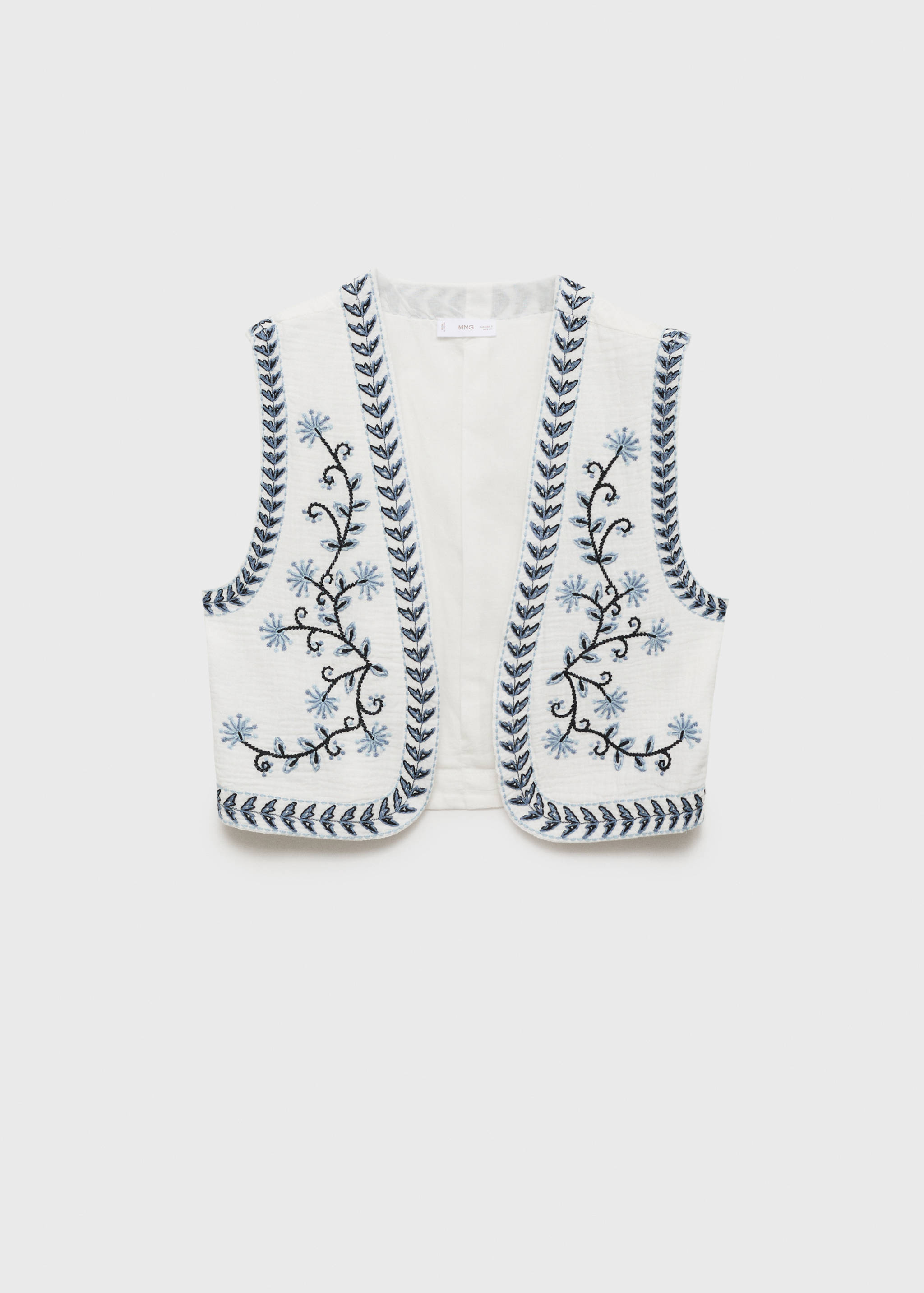 Flower-embroidered cropped waistcoat - Article without model