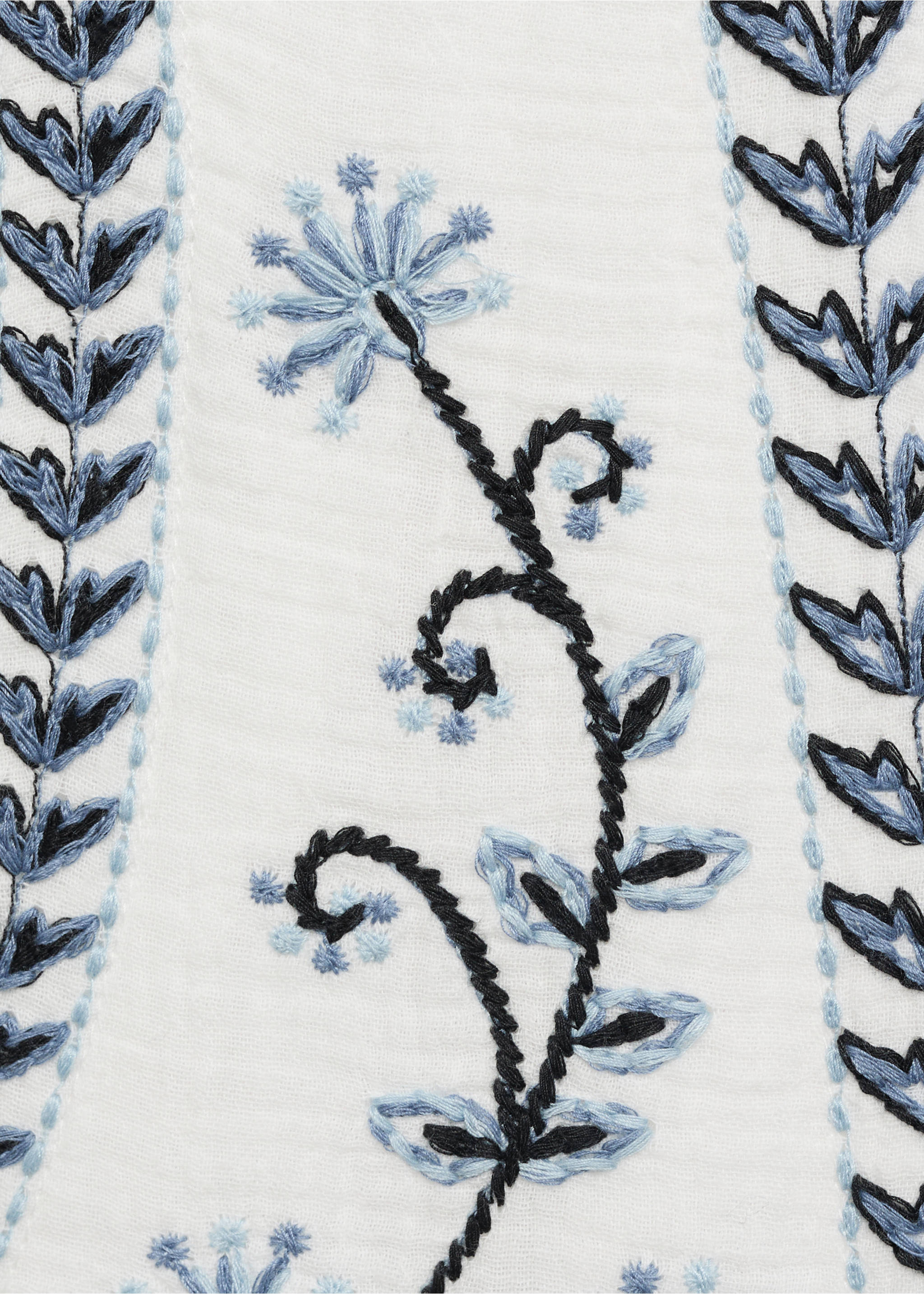 Flower-embroidered cropped waistcoat - Details of the article 8, Off White. Ref: 87066338-00.
