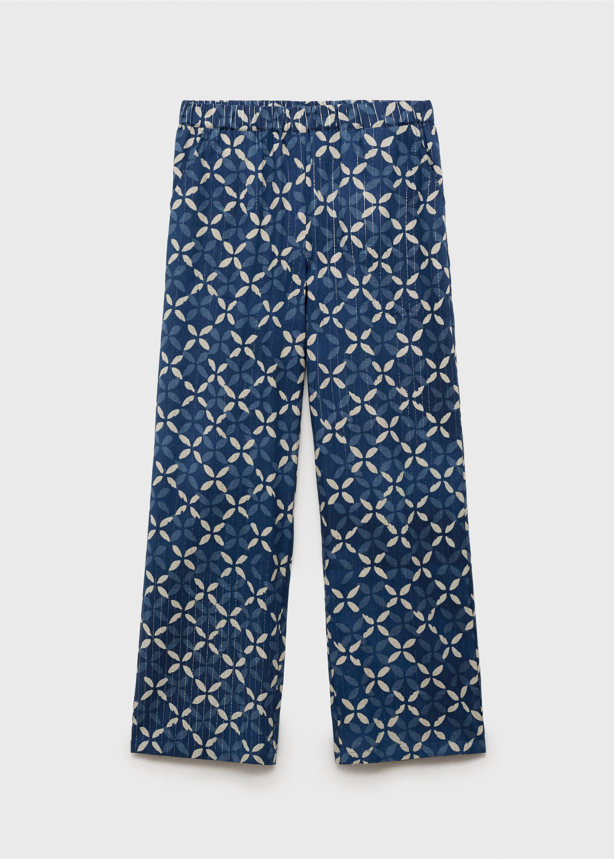 Pantalon droit imprimé - Article sans modèle, Bleu marine foncé. Ref: 87066339-00.