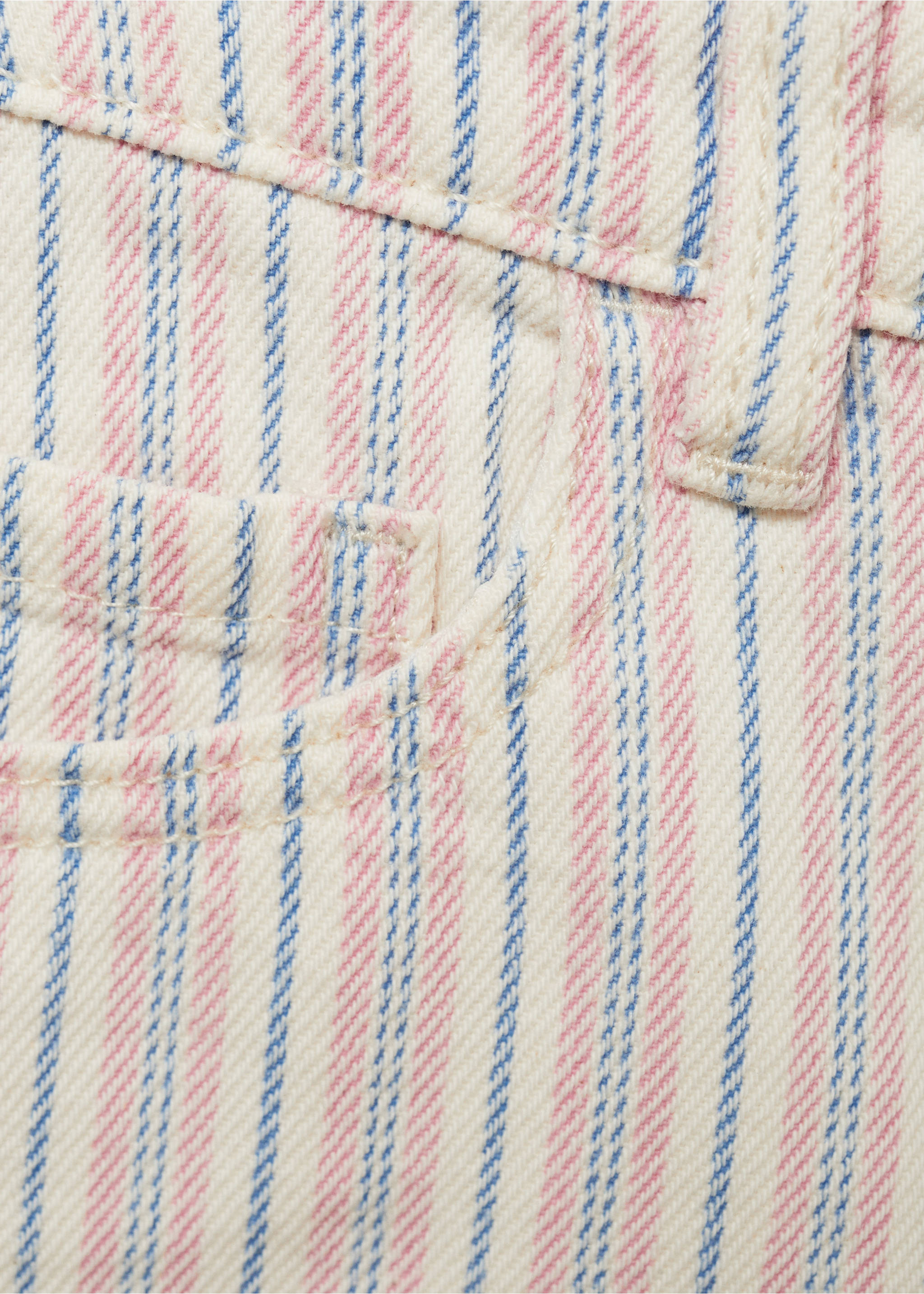 Gestreifte Jeansshorts - Detail des Artikels 0, Ecru. Ref: 87066341-00.