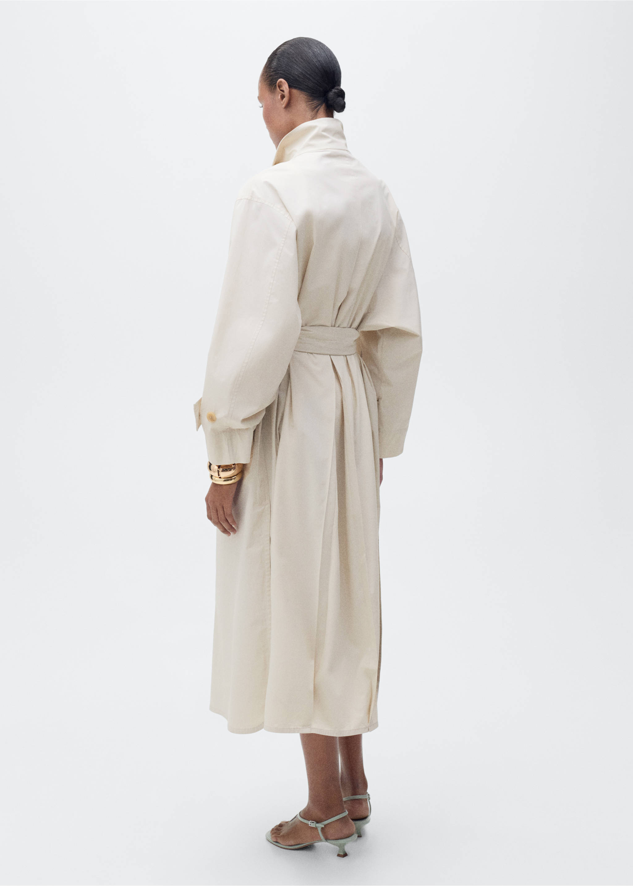 Oversized cotton trench coat - Reverse of the article, Light/Pastel Grey. Ref: 87066345-00.