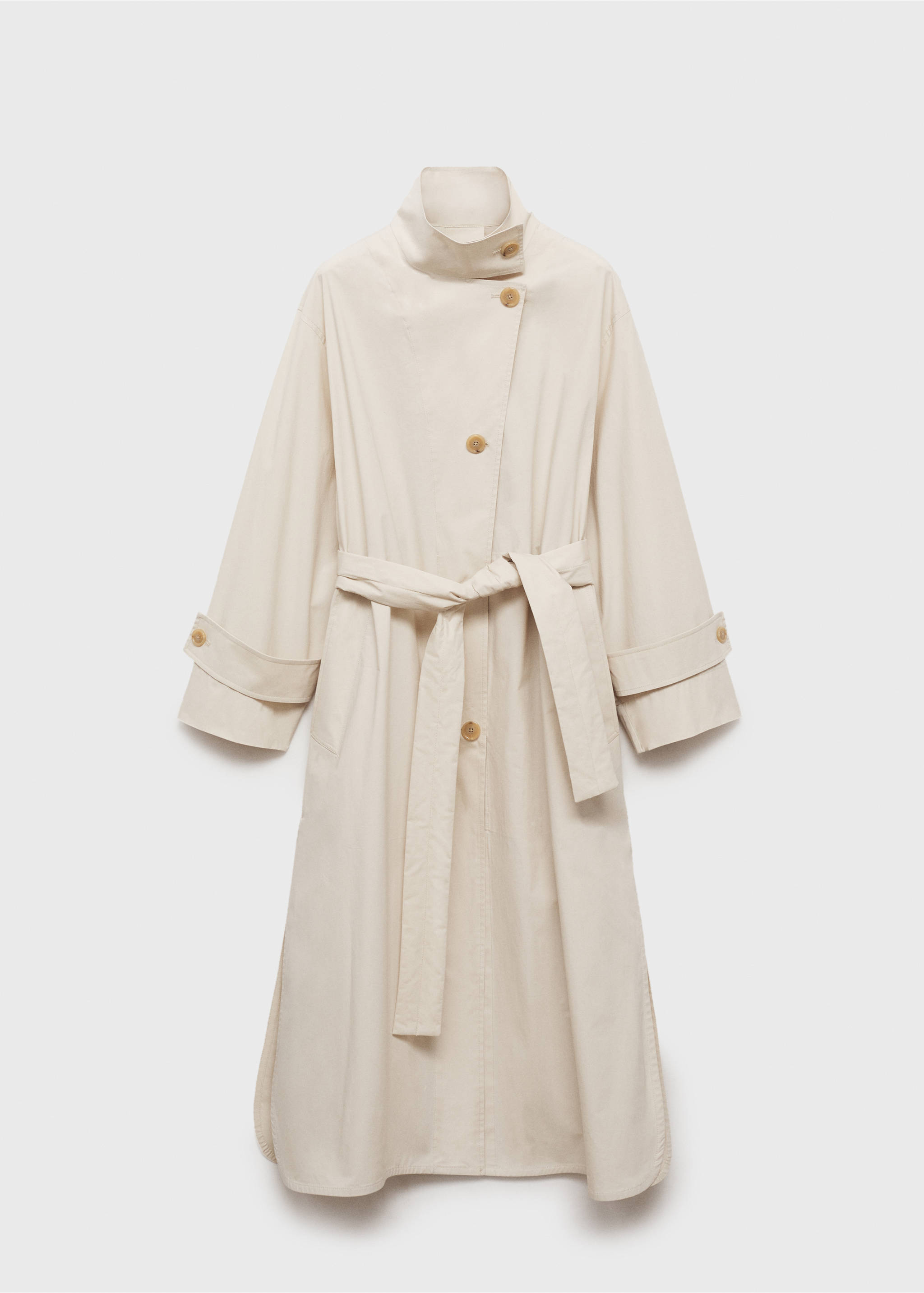 Oversized cotton trench coat - Article without model, Light/Pastel Grey. Ref: 87066345-00.