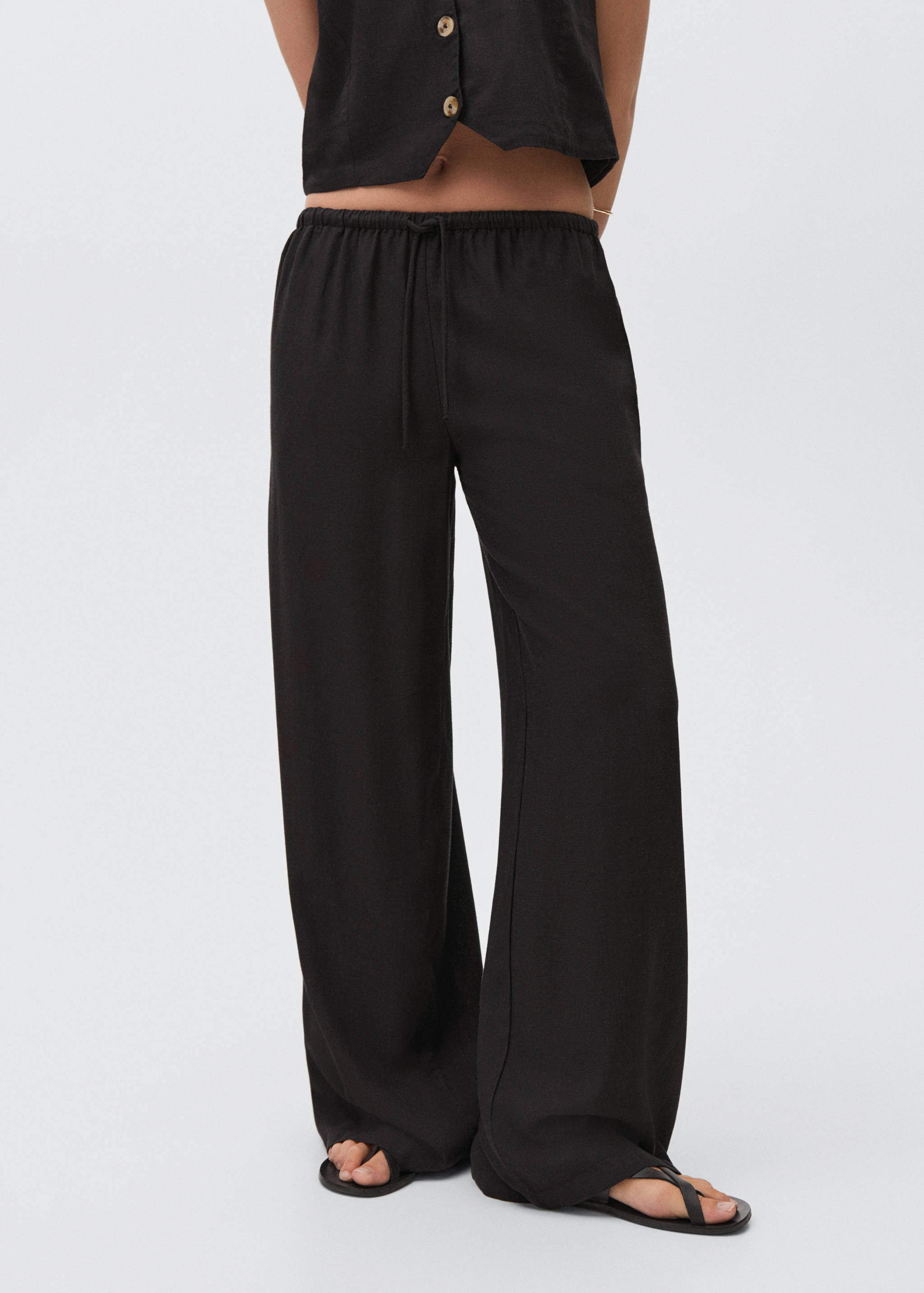 Straight linen-blend pants - Details of the article 3