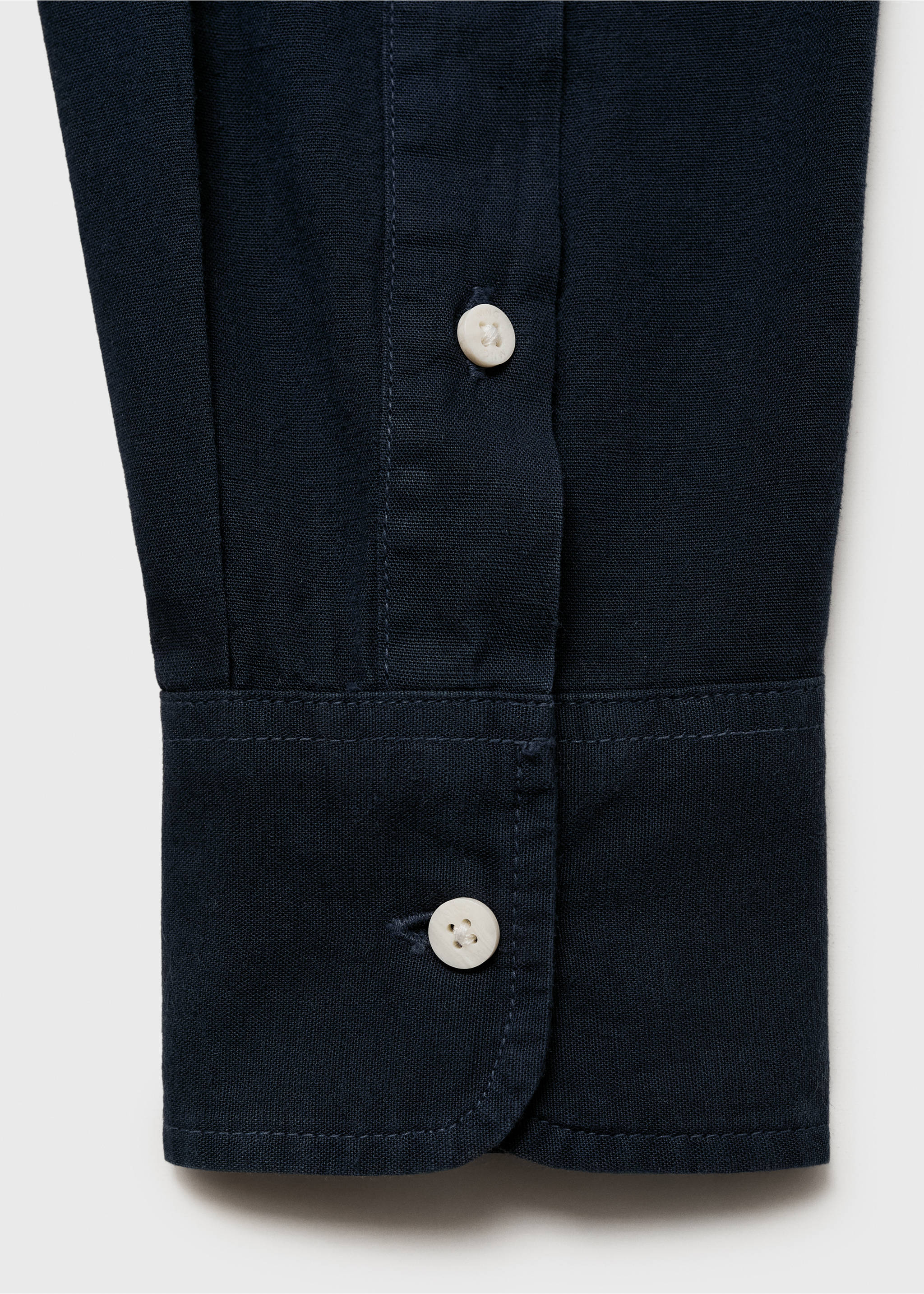 Cotton linen-blend shirt - Details of the article 0, Navy. Ref: 87066352-00.