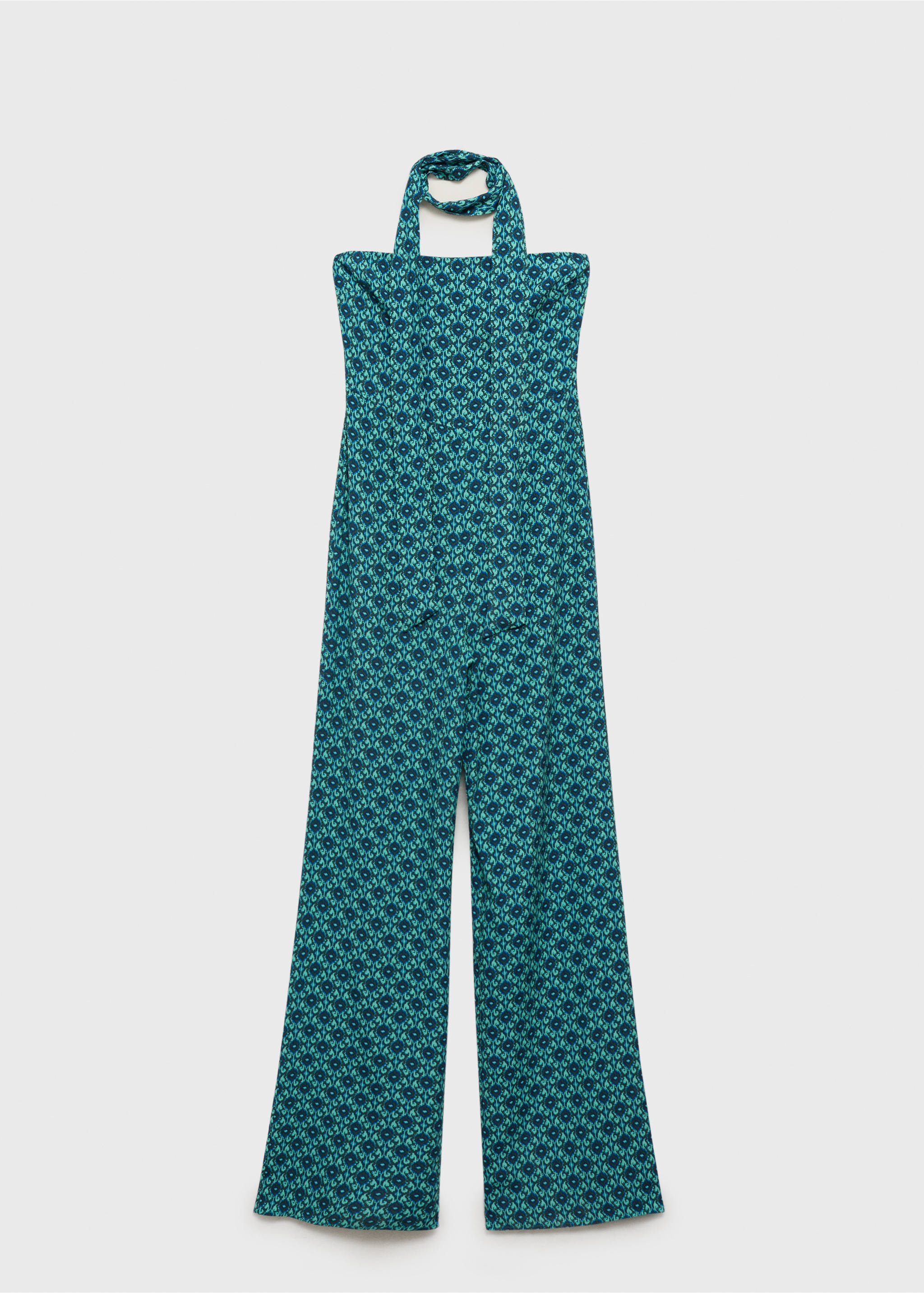 Printed jumpsuit with bow - Article without model, Turquoise. Ref: 87066356-00.