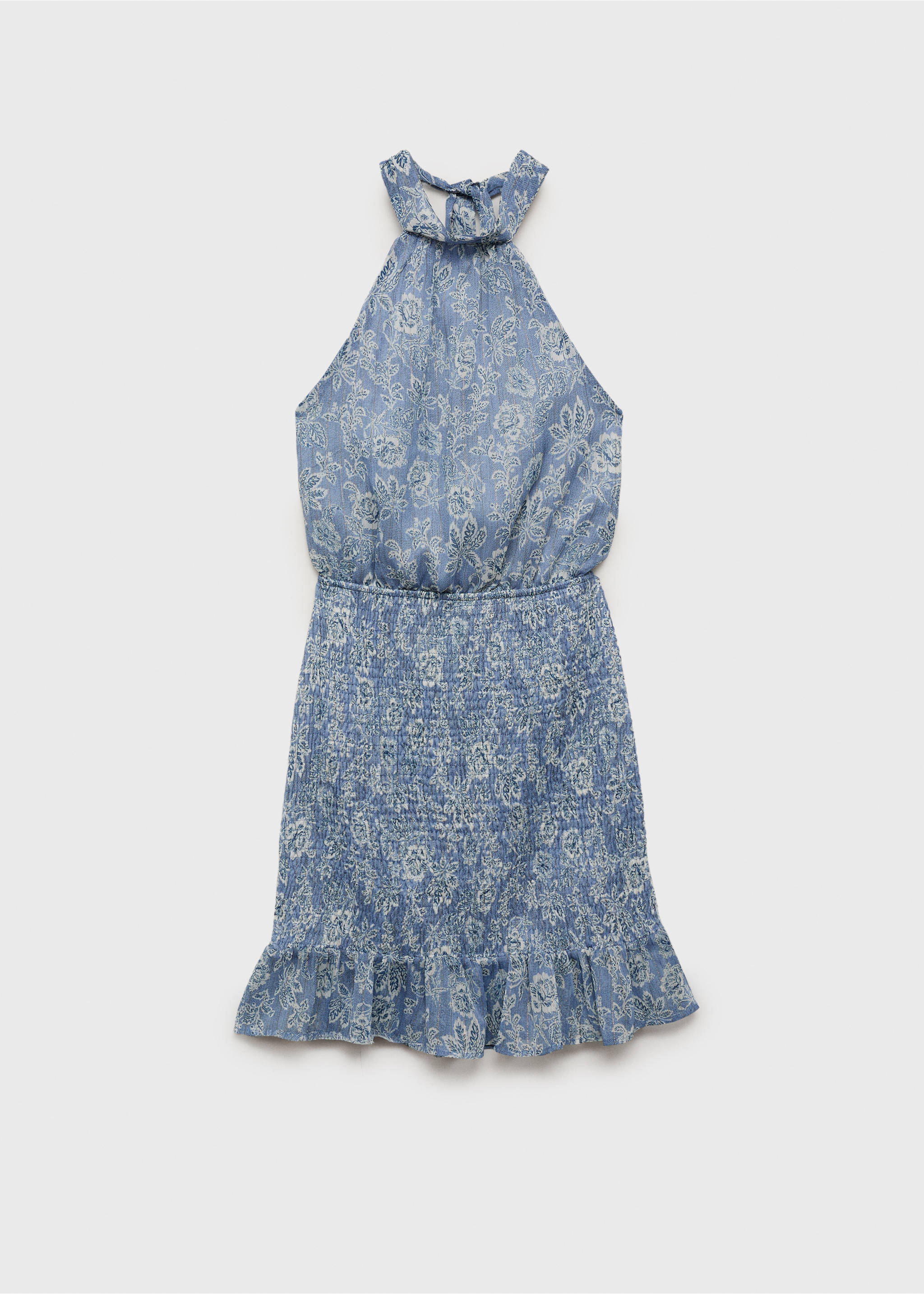 Vestido estampado com decote halter - Artigo sem modelo, Azul-celeste. Ref: 87066361-00.