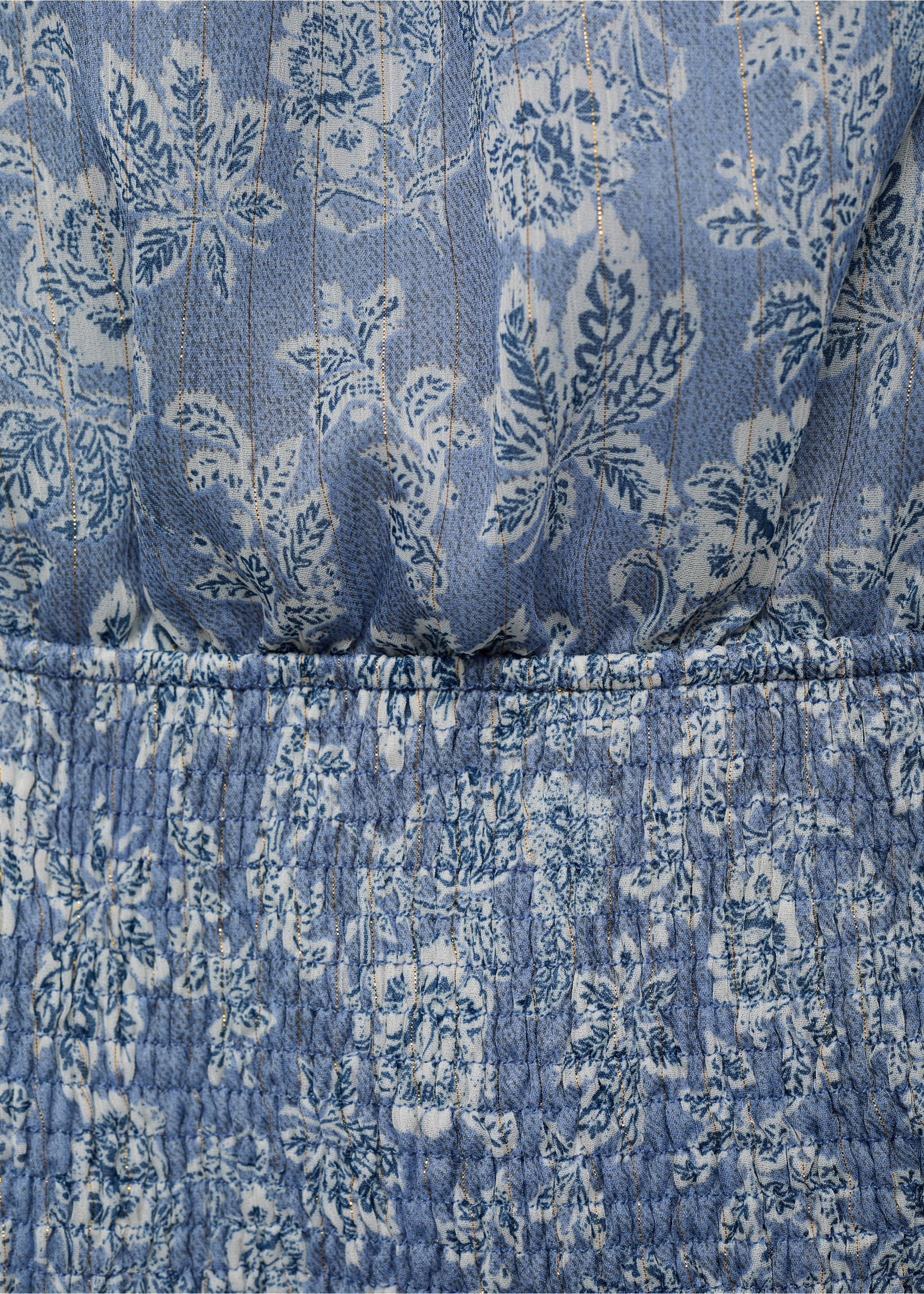 Vestido estampado com decote halter - Pormenor do artigo 8, Azul-celeste. Ref: 87066361-00.
