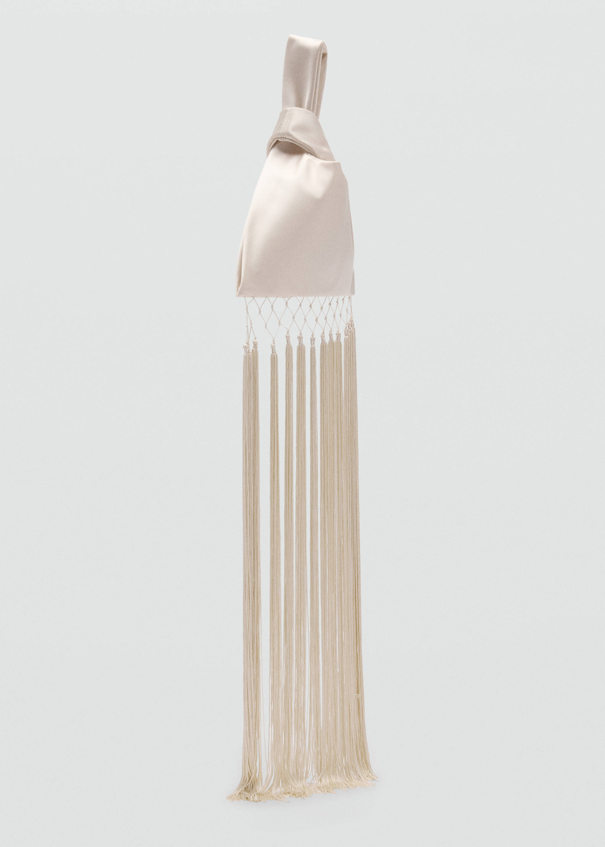 Satin handbag with fringed trim - Medium plane