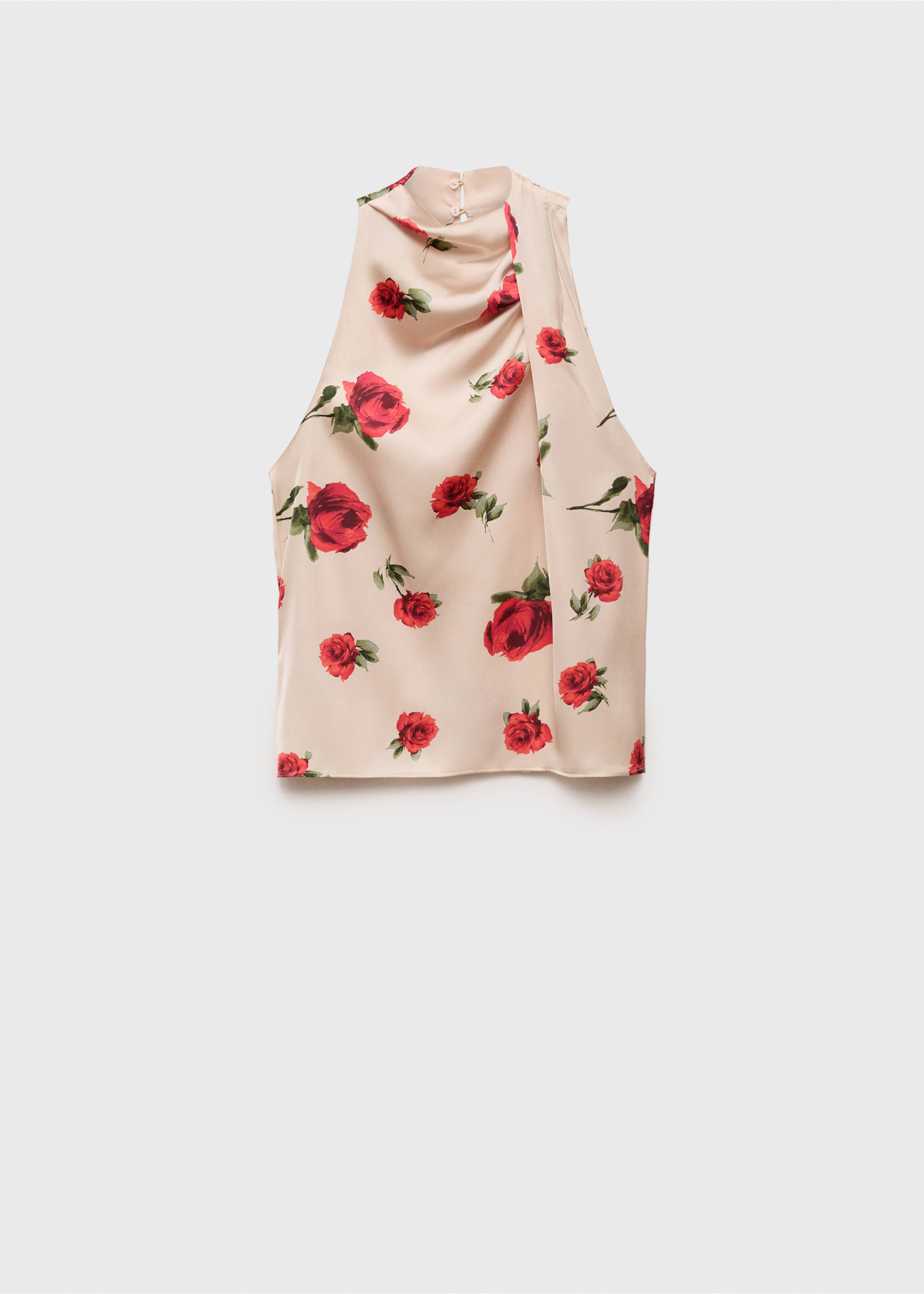 Floral satin blouse - Article without model, Ecru. Ref: 87066372-00.