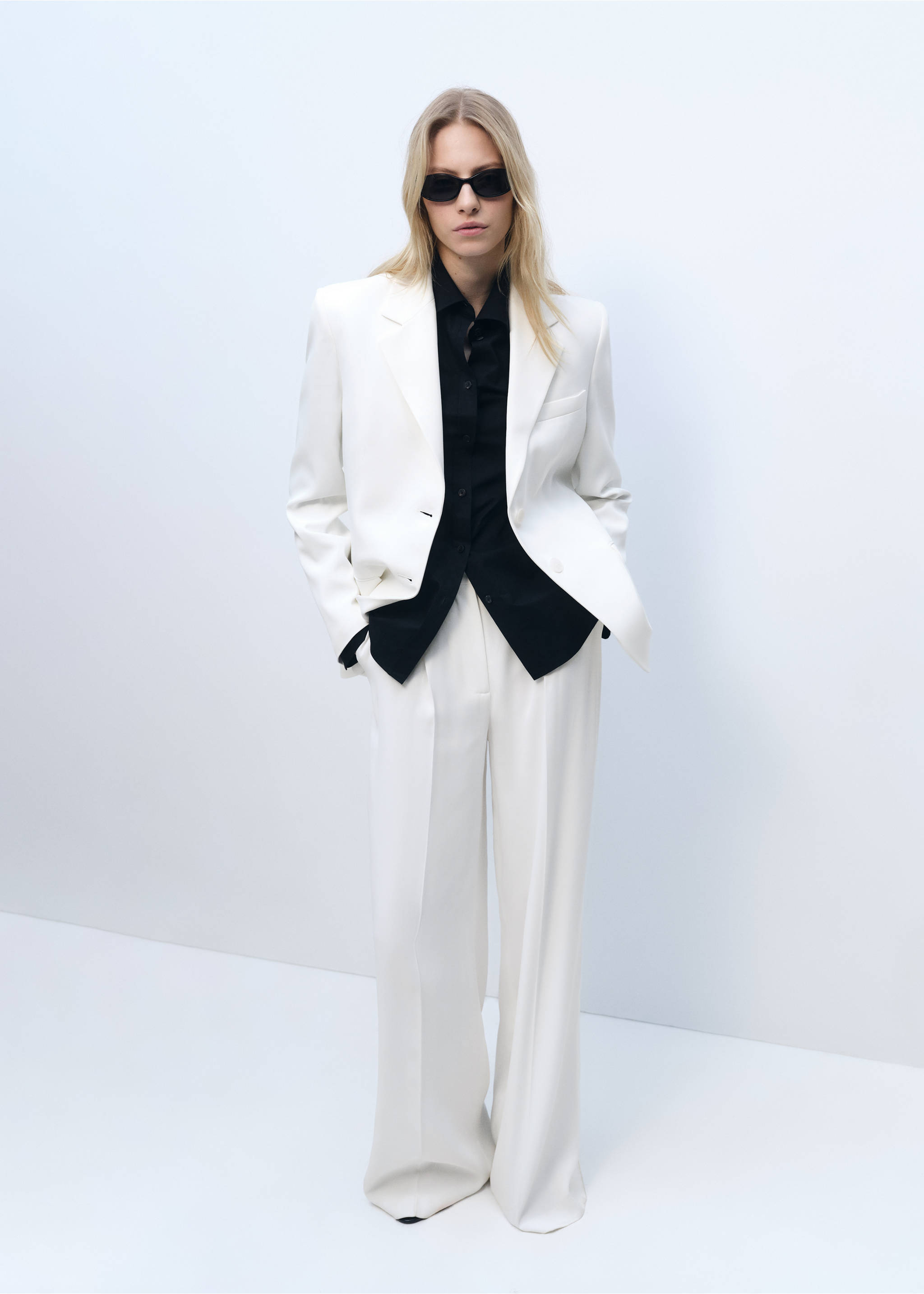 Straight button suit blazer - General plane, White. Ref: 87066373-00.
