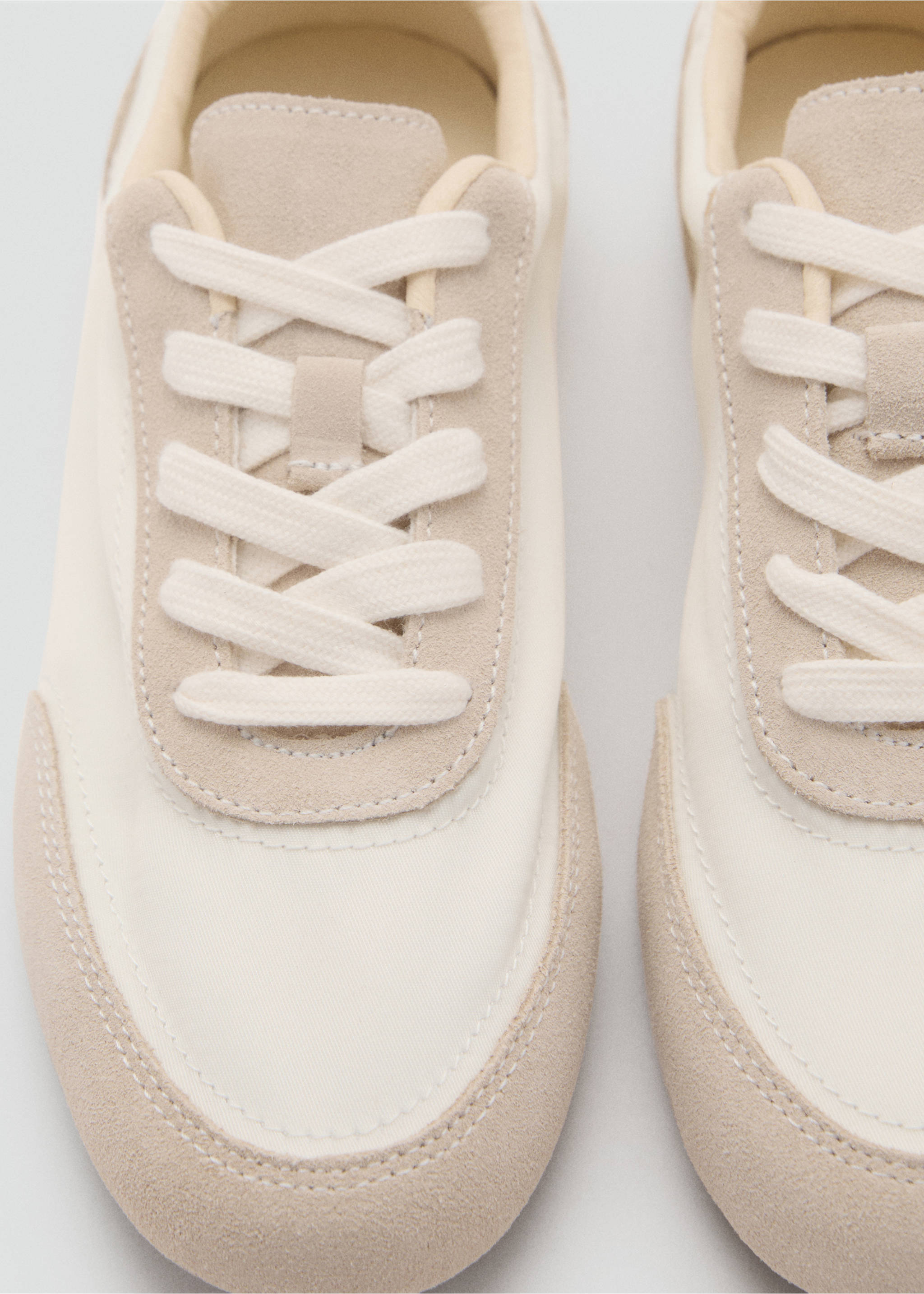 Lace-up suede sneakers - Details of the article 2, White. Ref: 87066710-00.