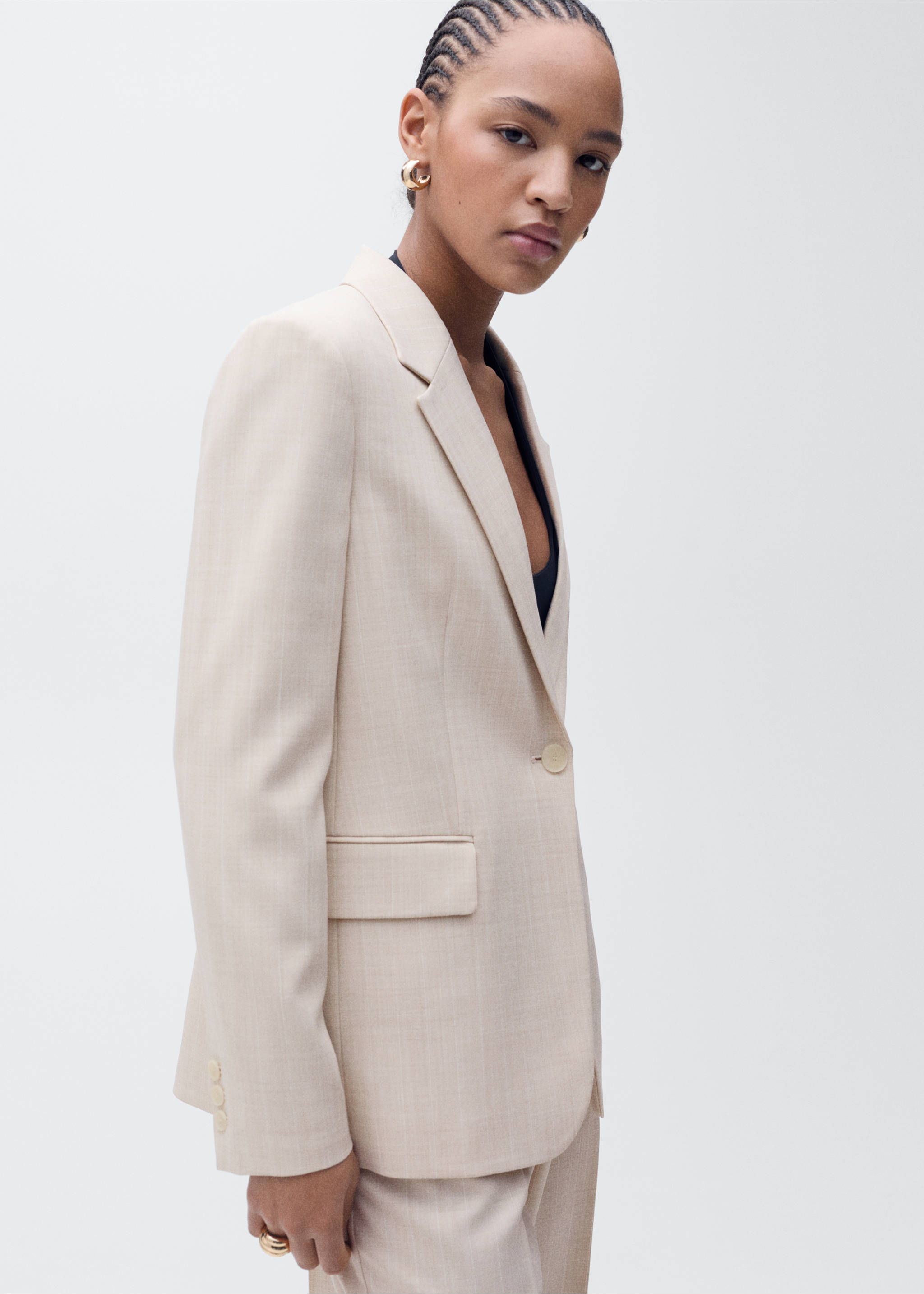 Structured suit blazer - Medium plane, Nude. Ref: 87066715-00.
