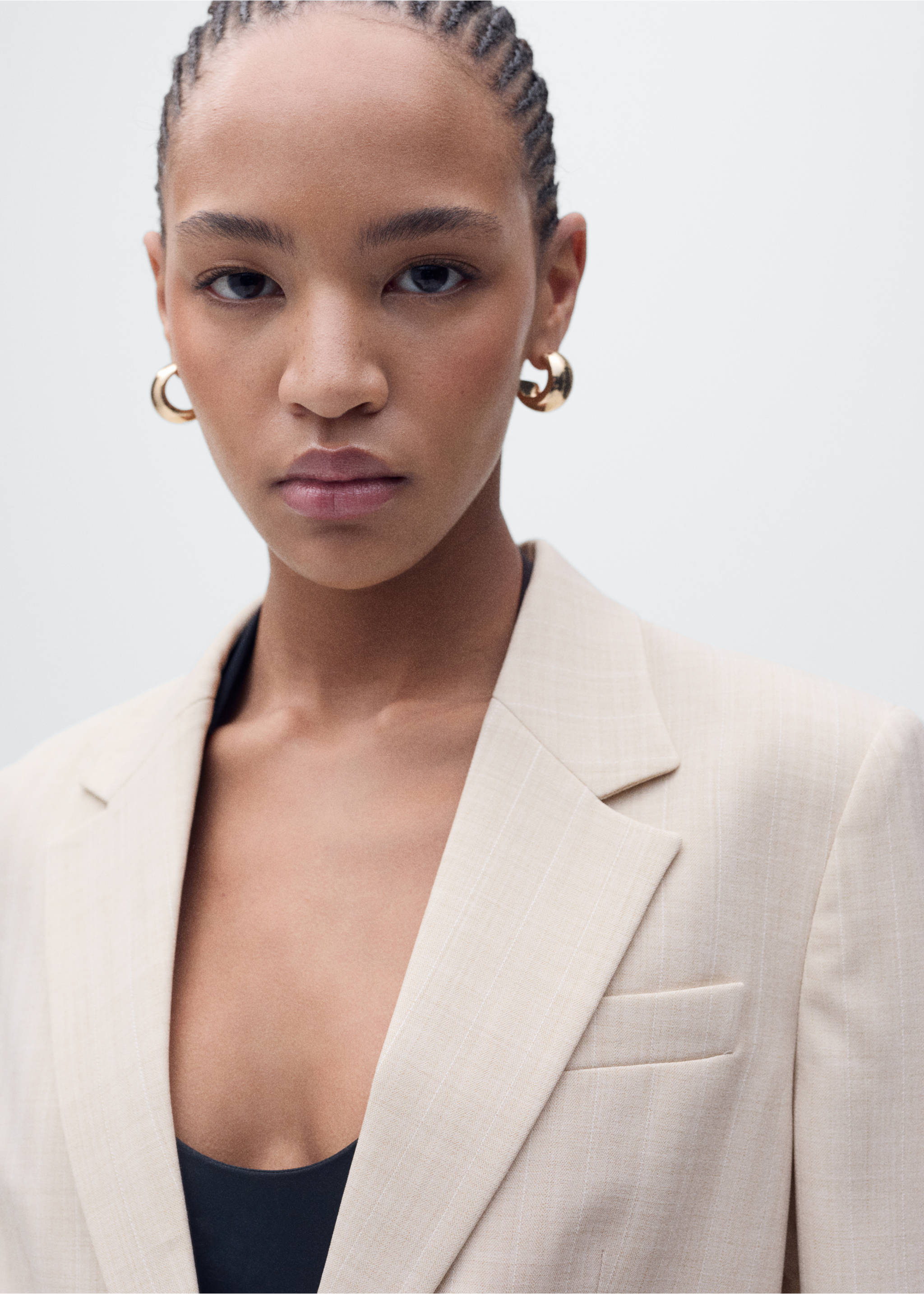 Structured suit blazer - Details of the article 6, Nude. Ref: 87066715-00.