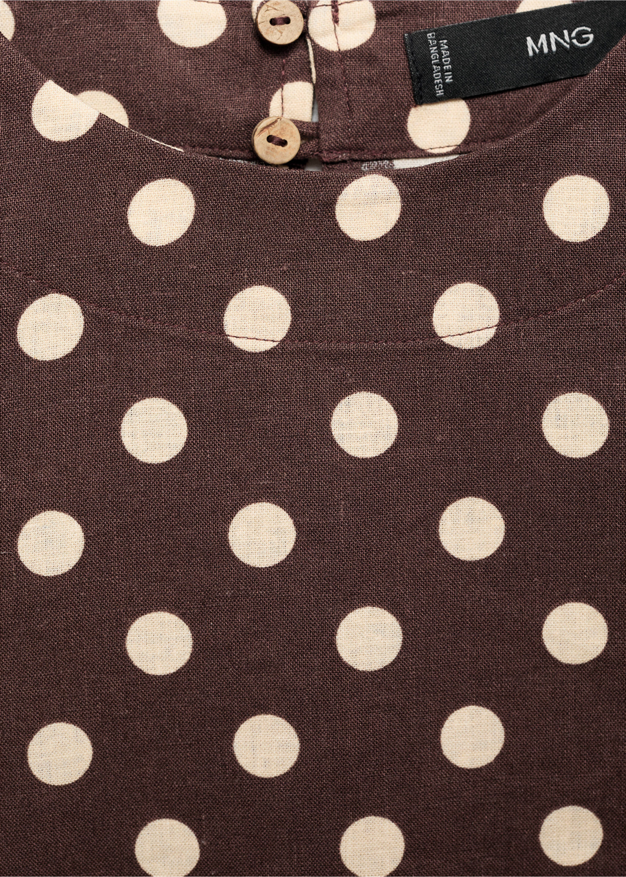 Polka-dot linen crop top - Details of the article 8, Chocolate. Ref: 87067162-00.