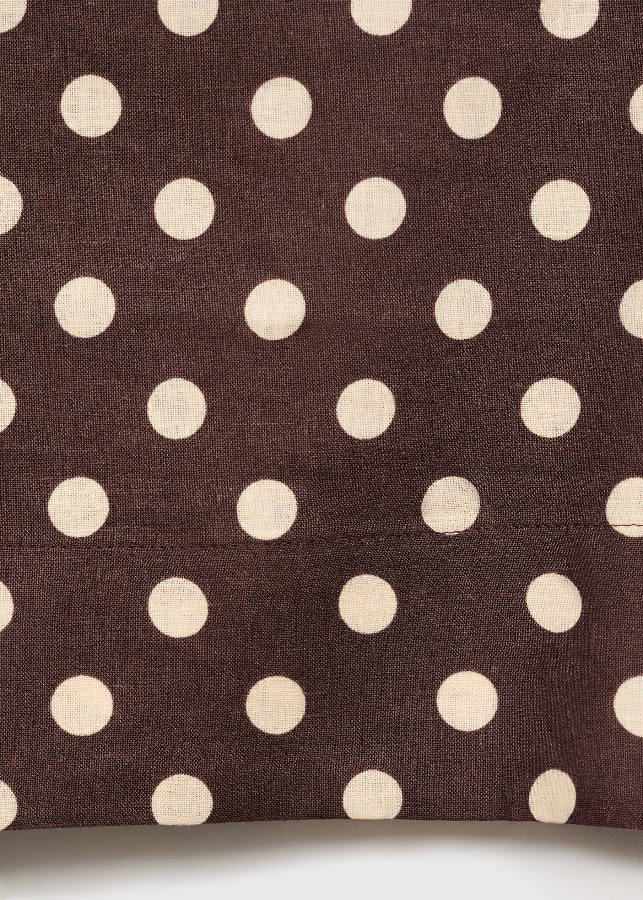 Polka-dot linen crop top - Details of the article 0, Chocolate. Ref: 87067162-00.