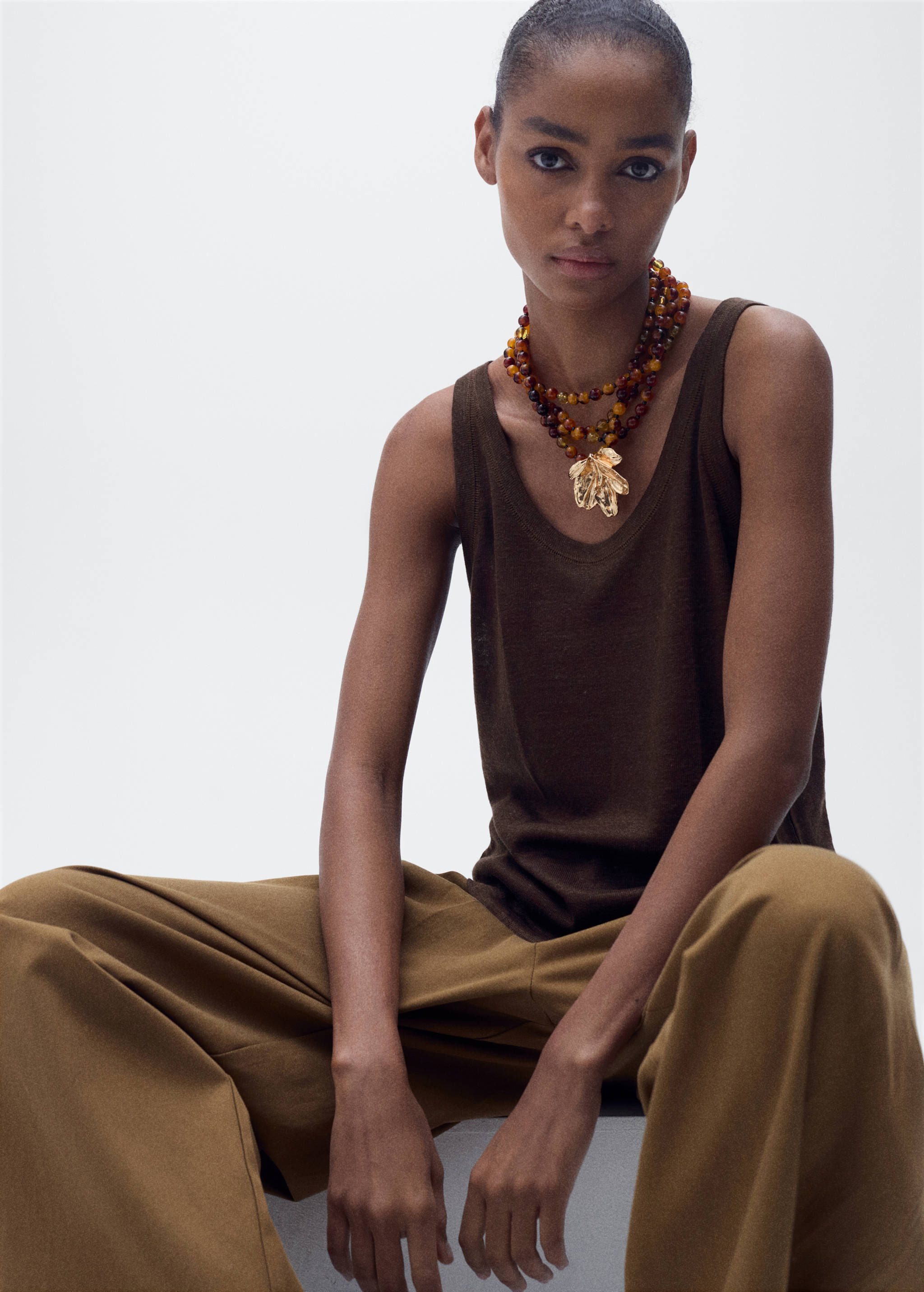 Strap linen top - Medium plane