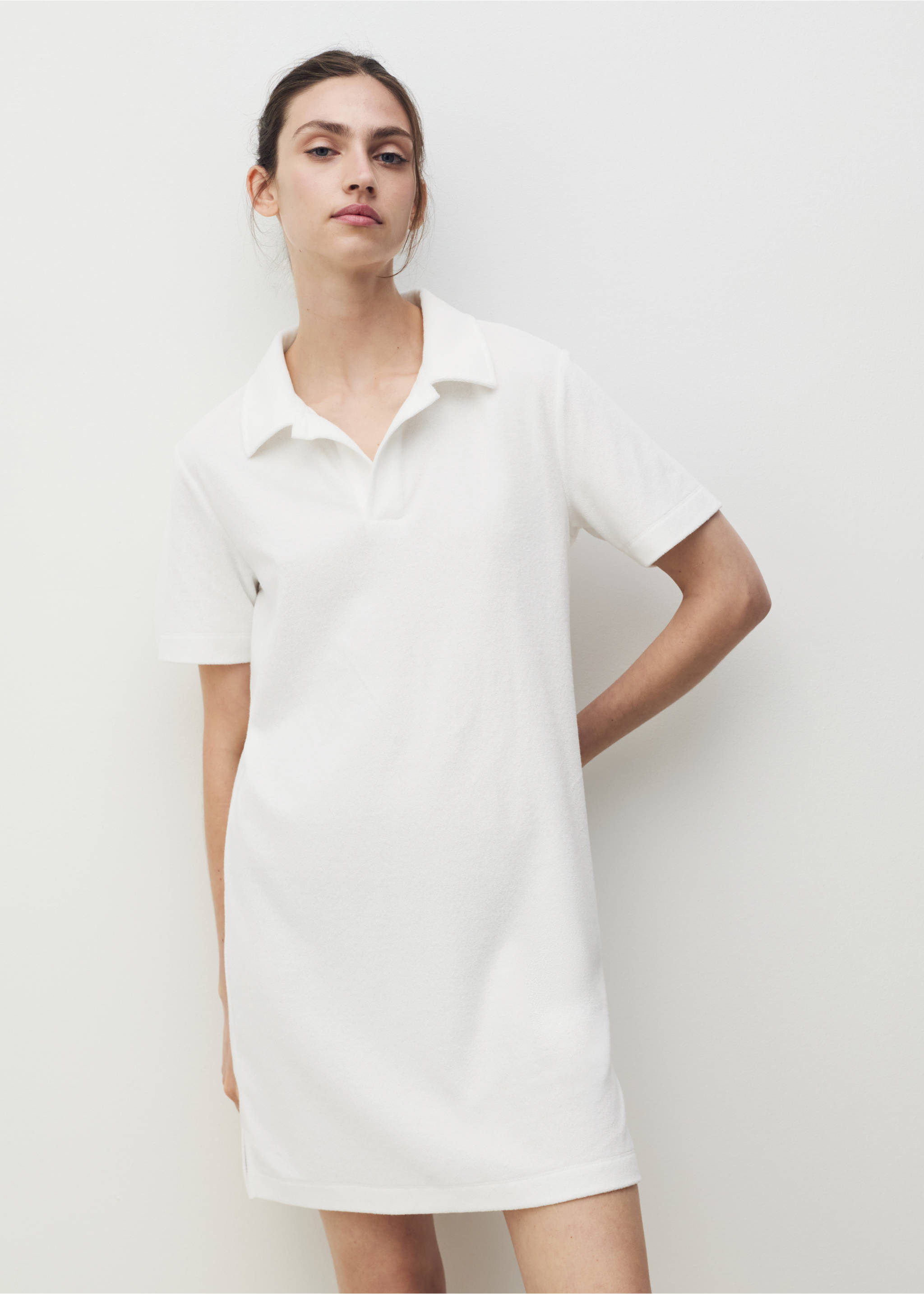 Frottee-Baumwoll-Nachthemd - Mittlere Ansicht, Weiß. Ref: 87067169-00.