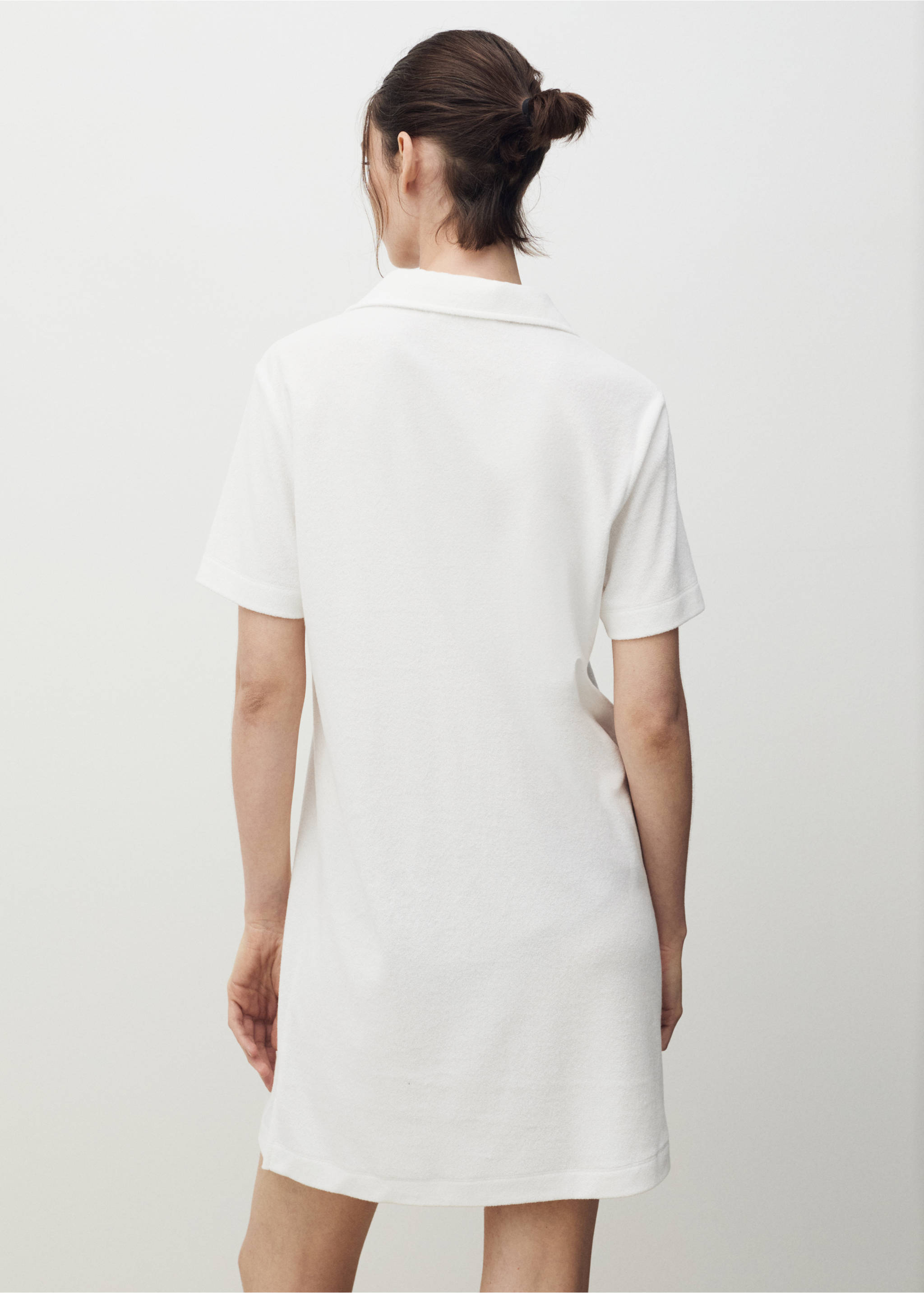 Frottee-Baumwoll-Nachthemd - Rückseite des Artikels, Weiß. Ref: 87067169-00.