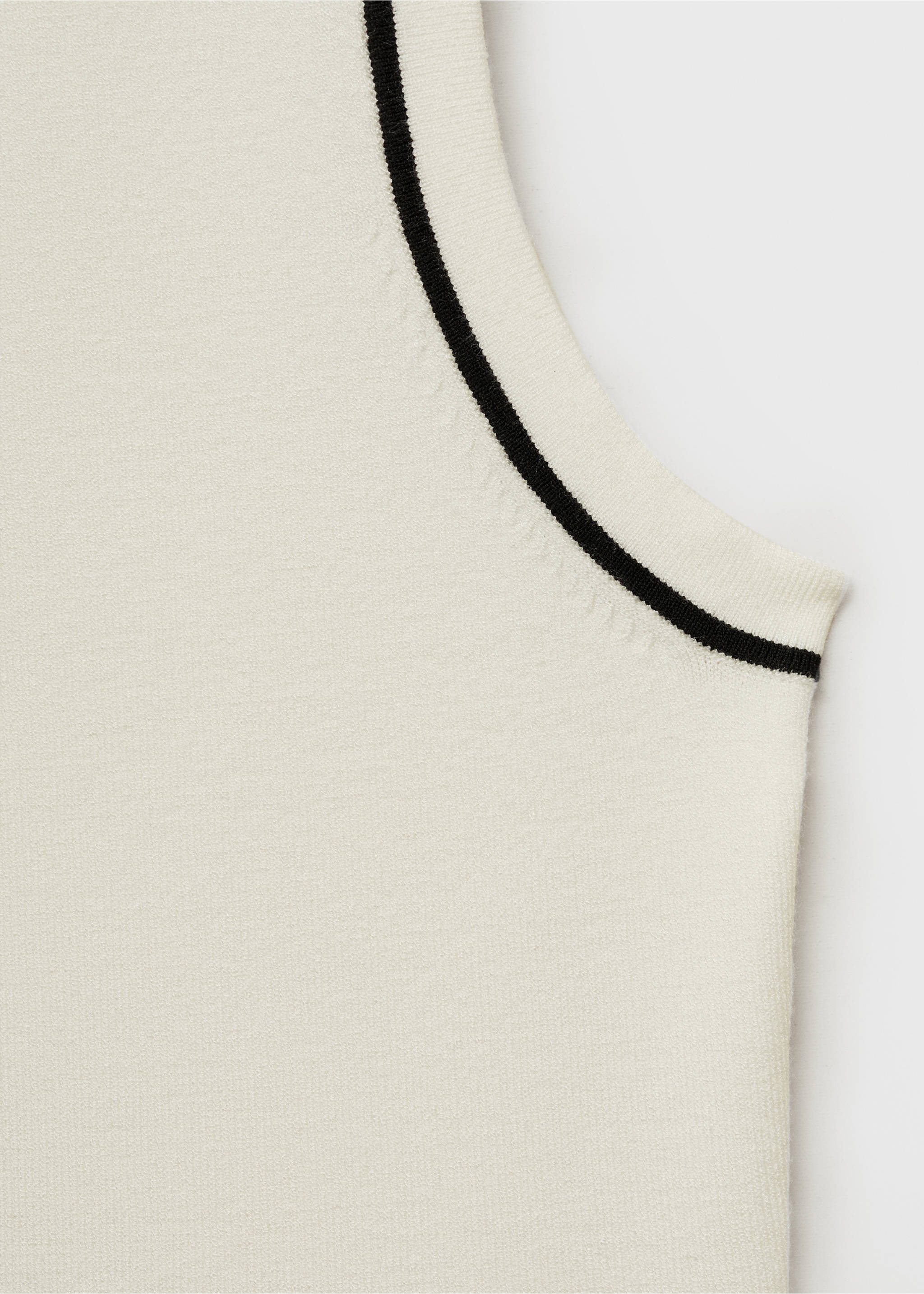 Polo-neck knitted top with contrasting trims - Details of the article 0, Ecru. Ref: 87067176-00.