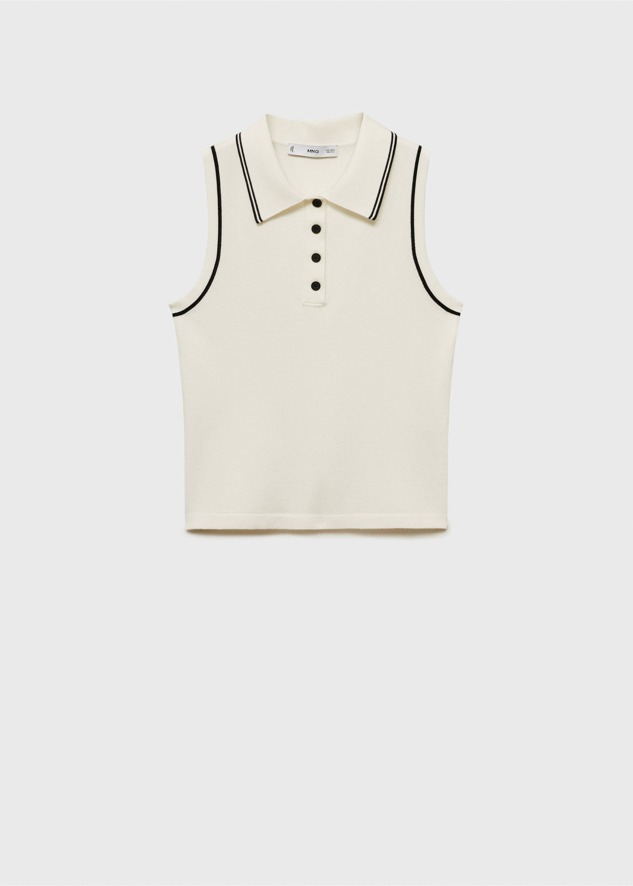 Polo-neck knitted top with contrasting trims - Article without model, Ecru. Ref: 87067176-00.