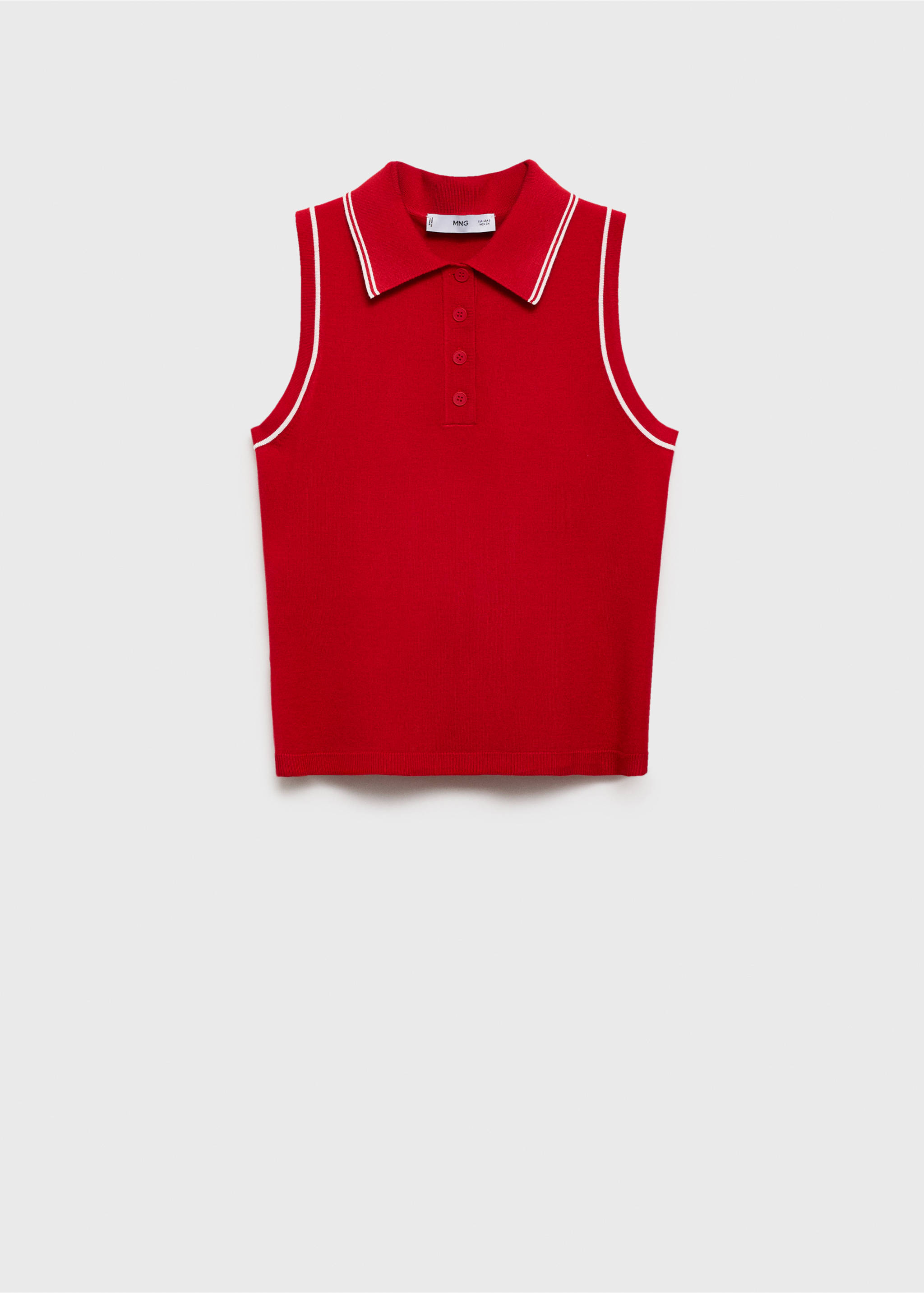 Polo-neck knitted top with contrasting trims - Article without model, Red. Ref: 87067176-00.