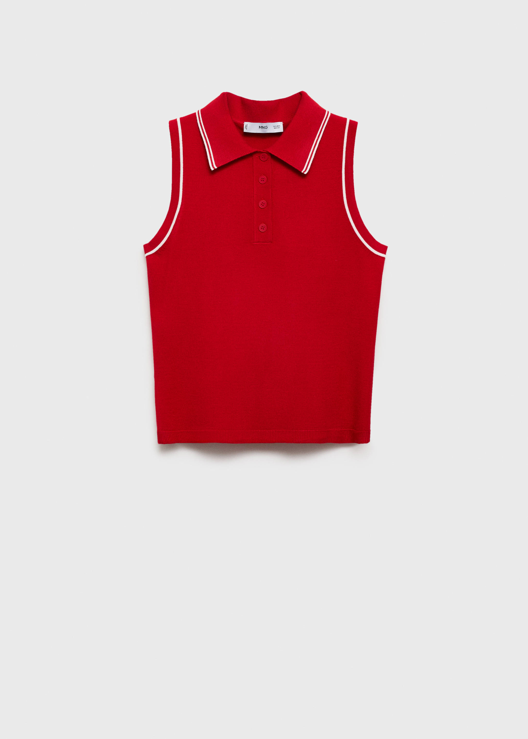 Polo-neck knitted top with contrasting trims - Article without model