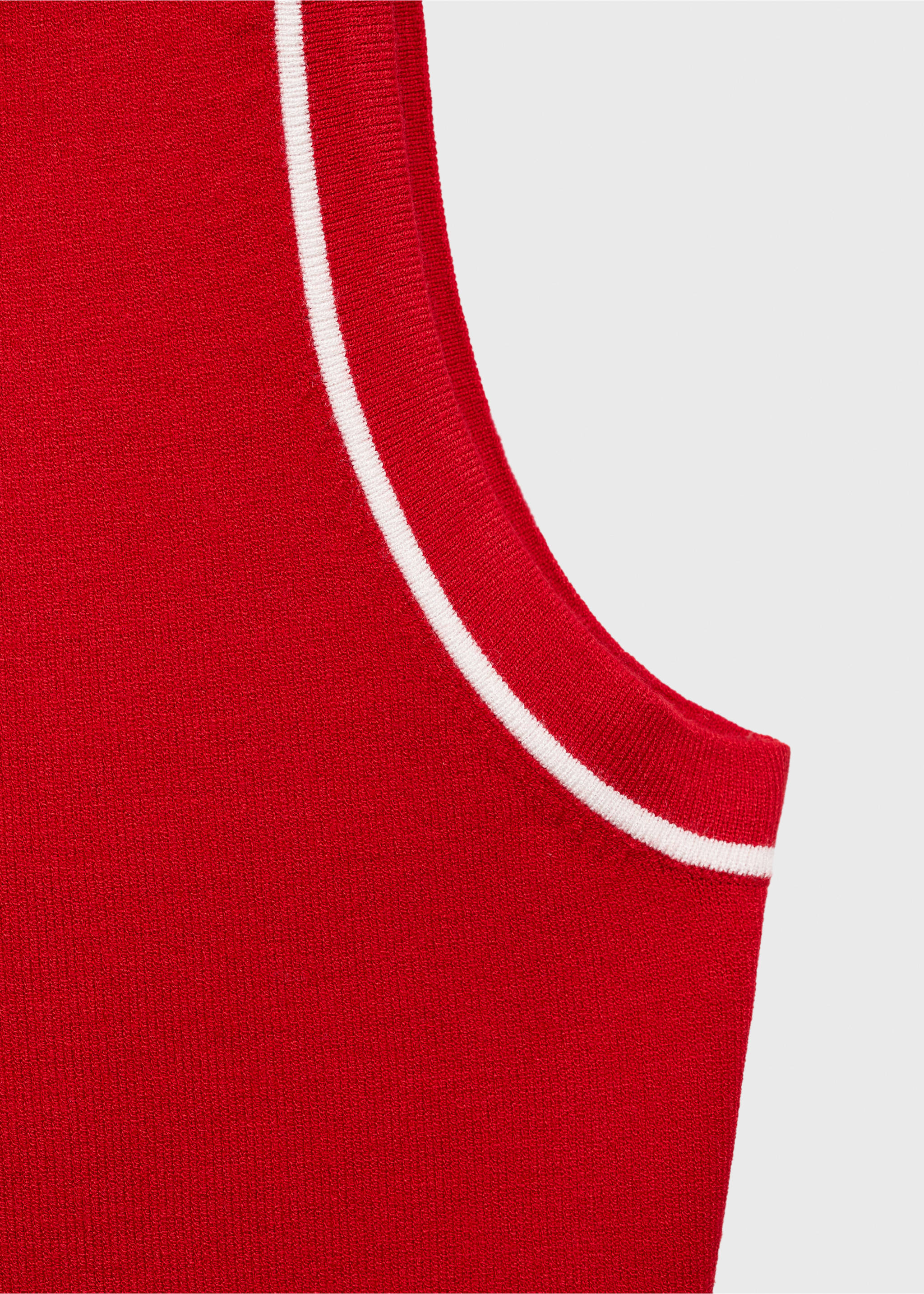 Polo-neck knitted top with contrasting trims - Details of the article 0, Red. Ref: 87067176-00.