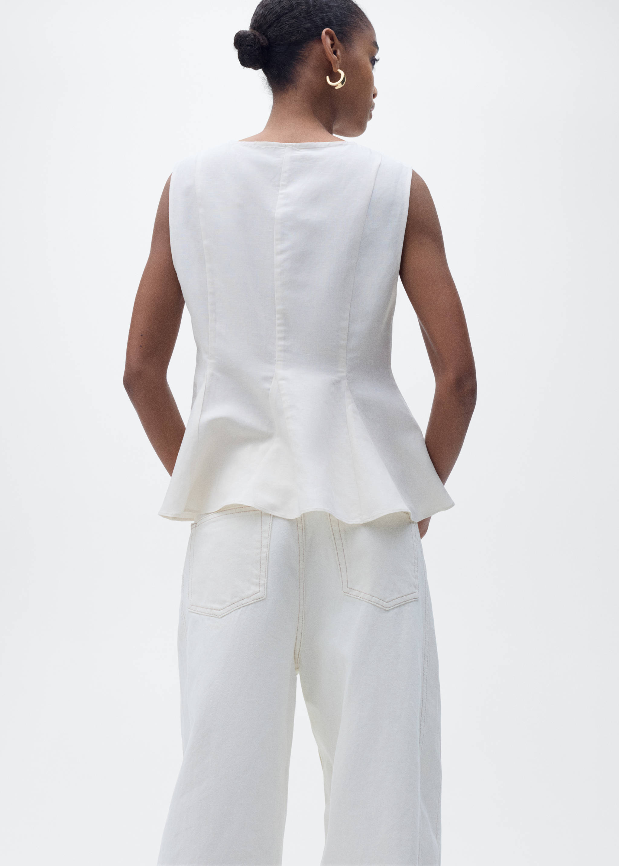 Linen-blend peplum top - Reverse of the article