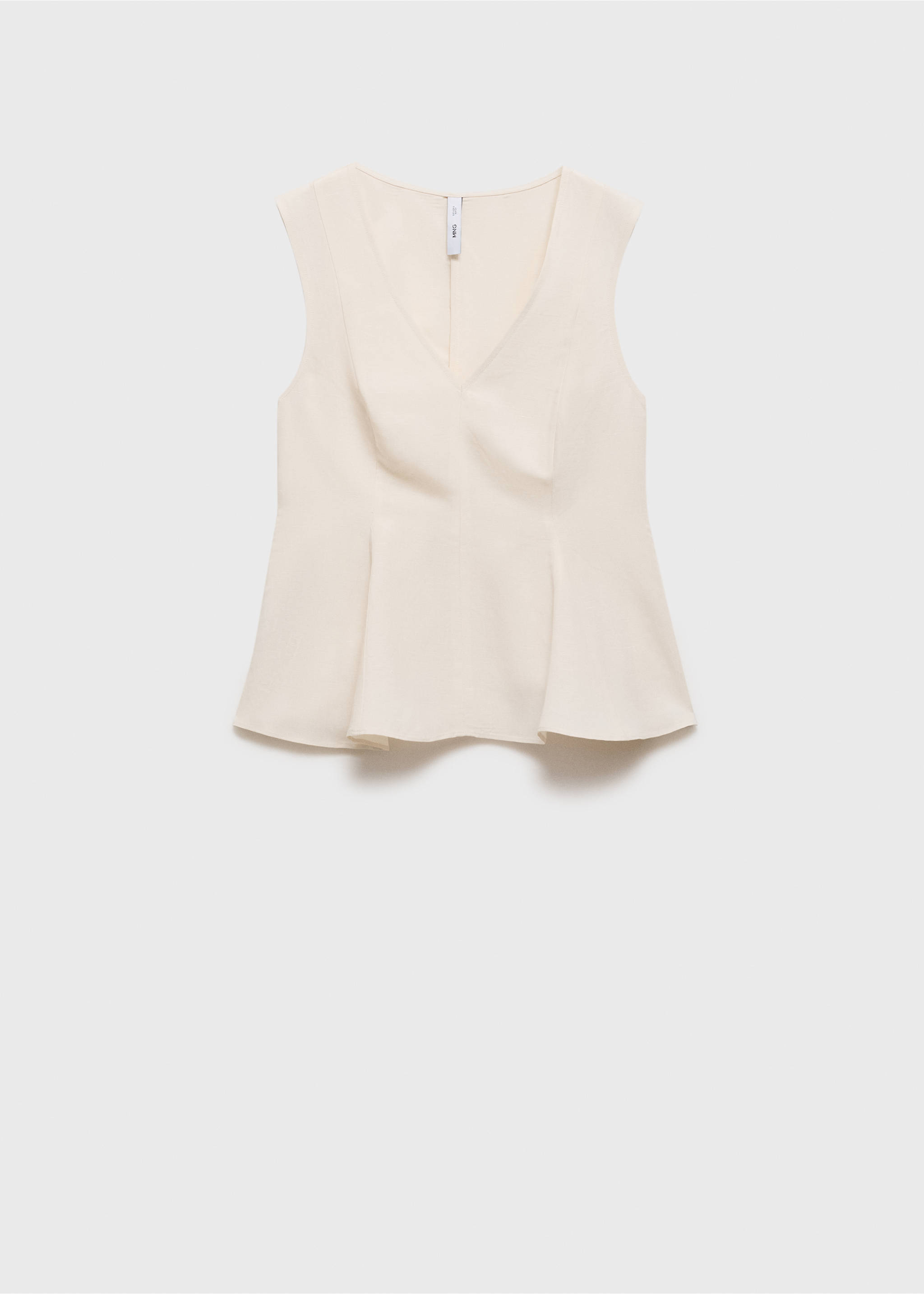 Linen-blend peplum top - Article without model, Ecru. Ref: 87067179-00.