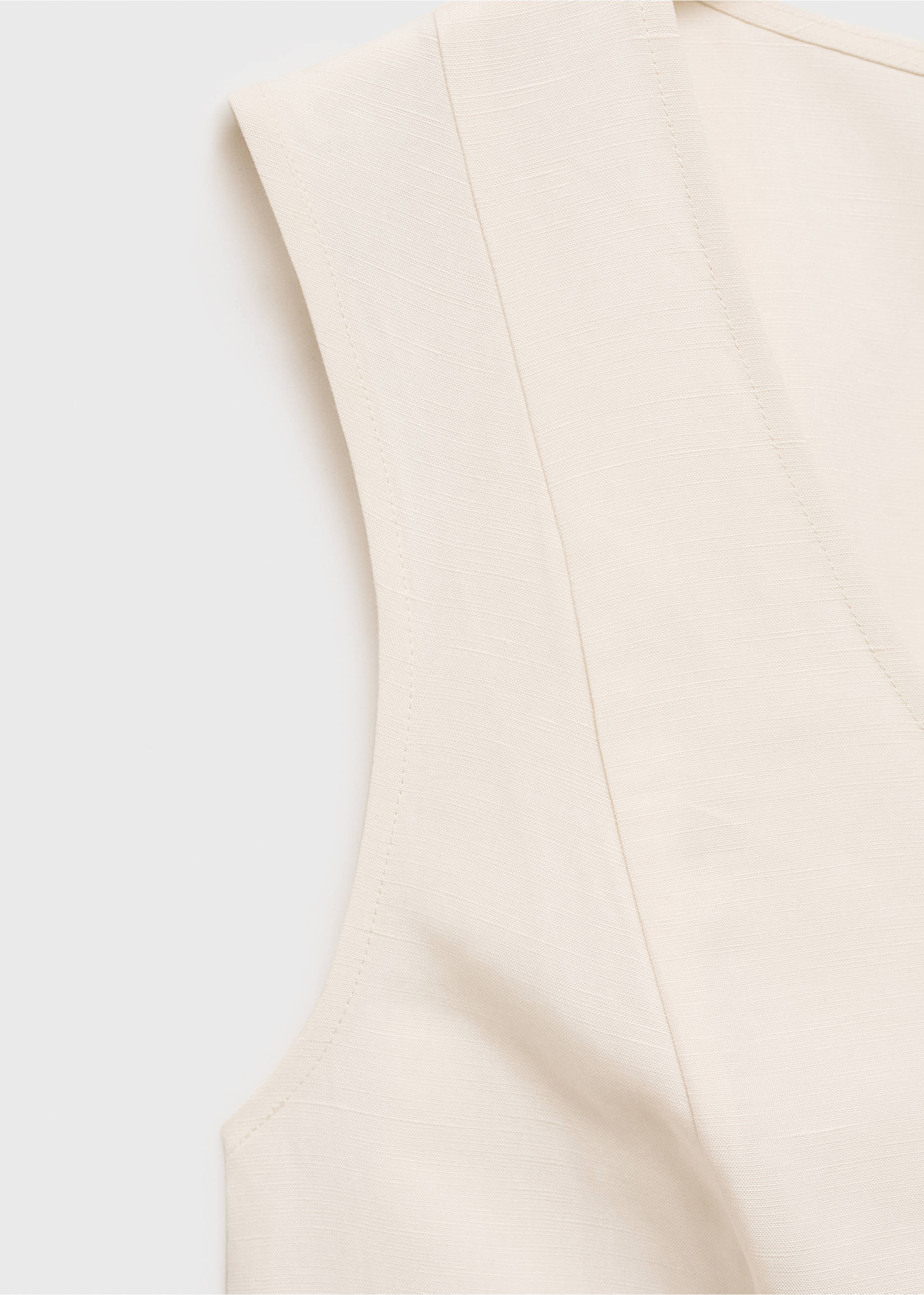 Linen-blend peplum top - Details of the article 8, Ecru. Ref: 87067179-00.